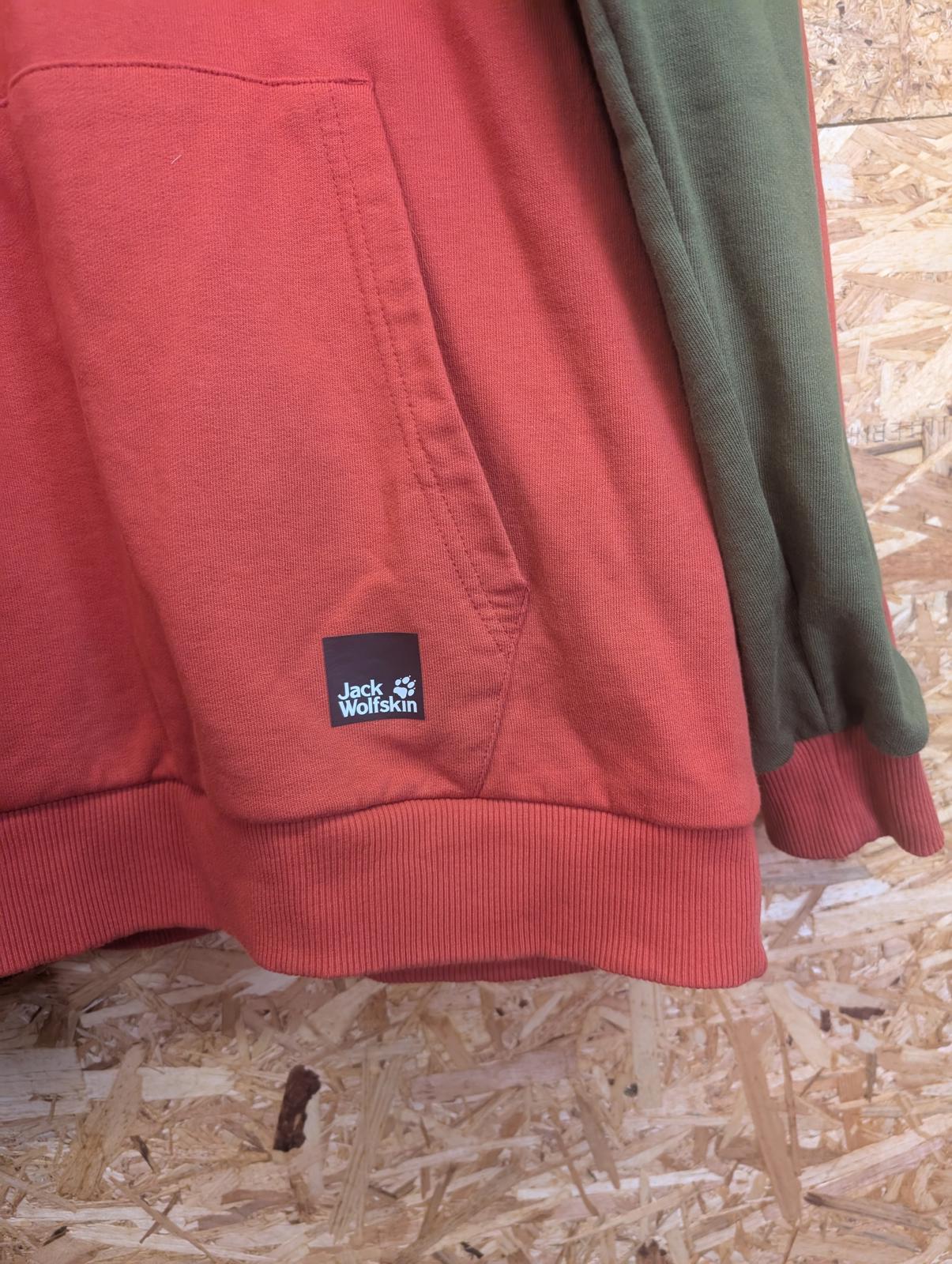 Jack Wolfskin Hoodie Mens Size Large Oversized Rust Orange Khaki Green
