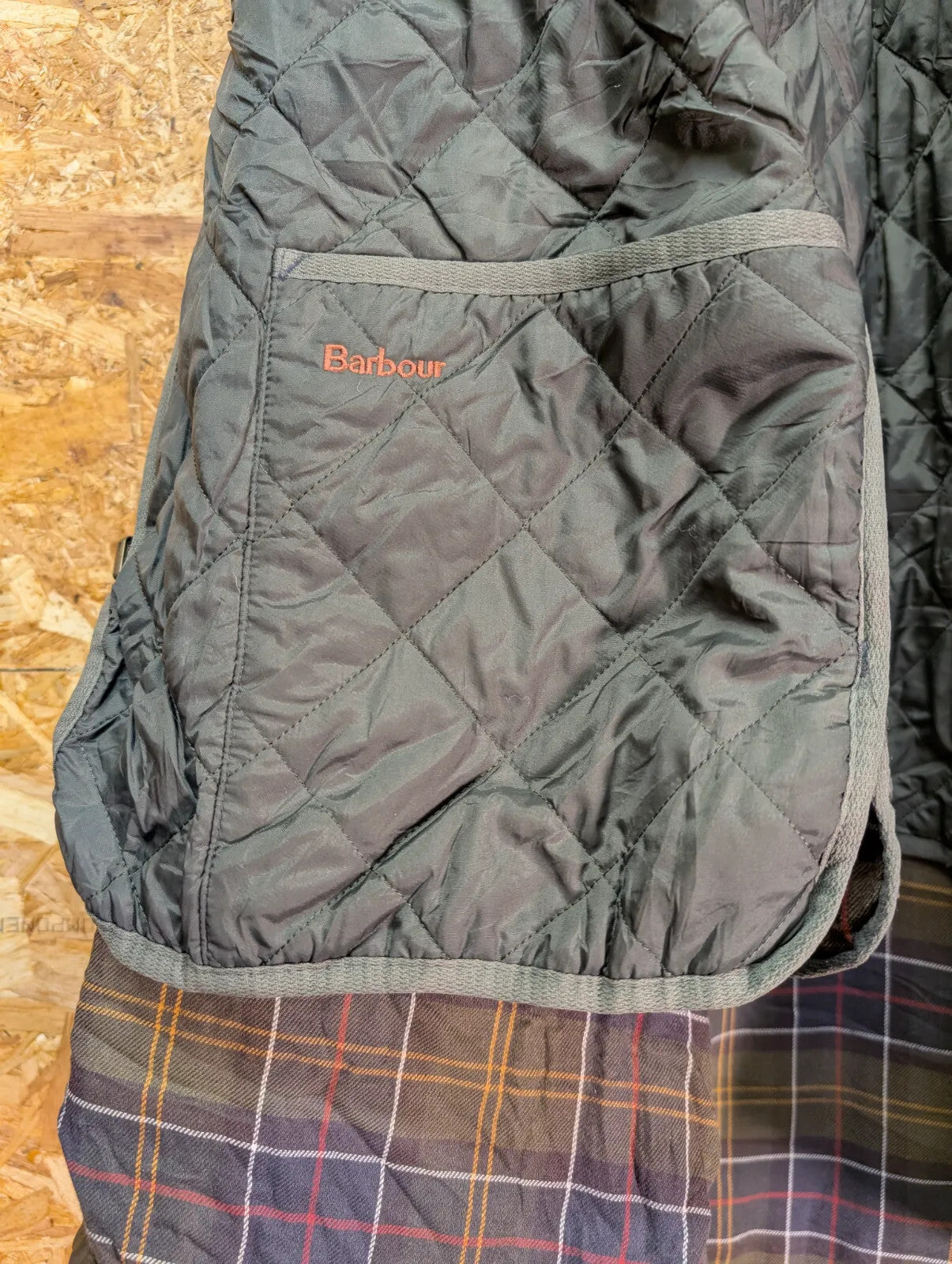 Barbour Classic Beaufort Jacket Men C42 Large Brown Green Cord Collar Liner Vest