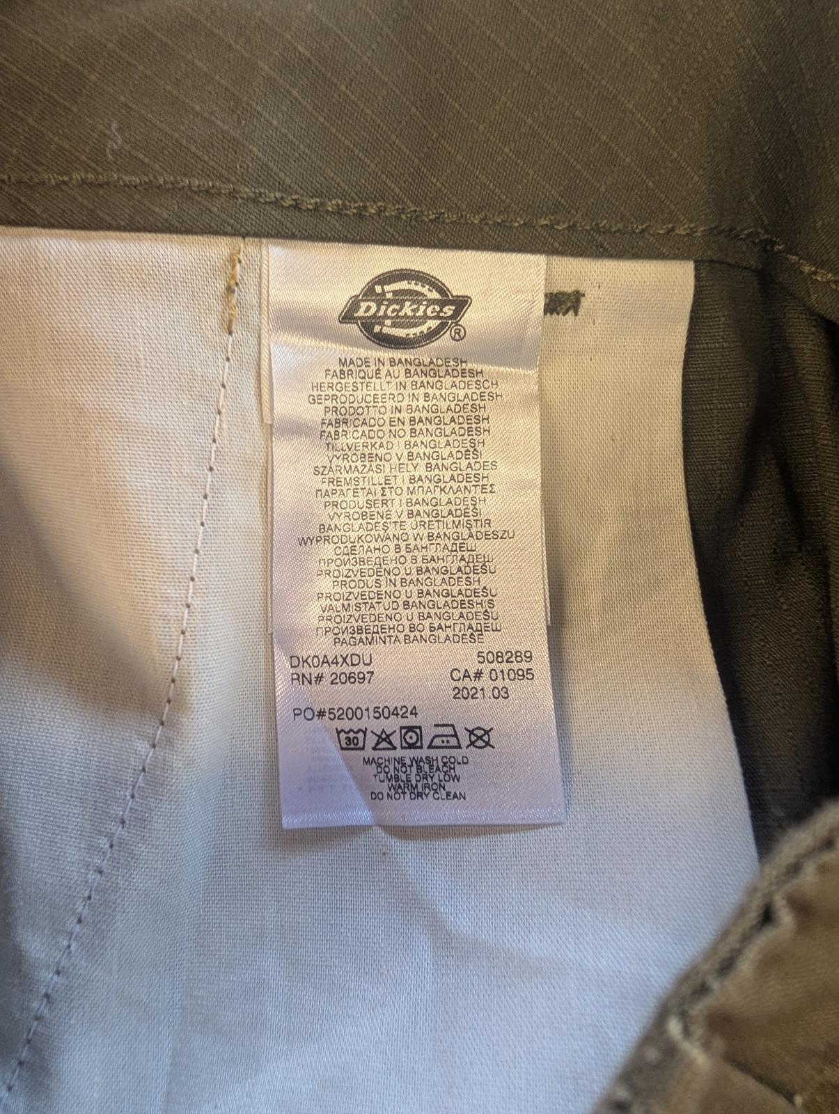 Dickies Cargo Pants W36 L32 Khaki Green Trousers Baggies Skate Carpenter Ripstop