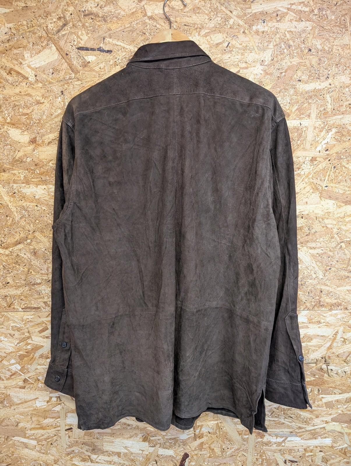 Polo Ralph Lauren Leather Shirt Large Men Button-Up Brown Suede Vintage 90s