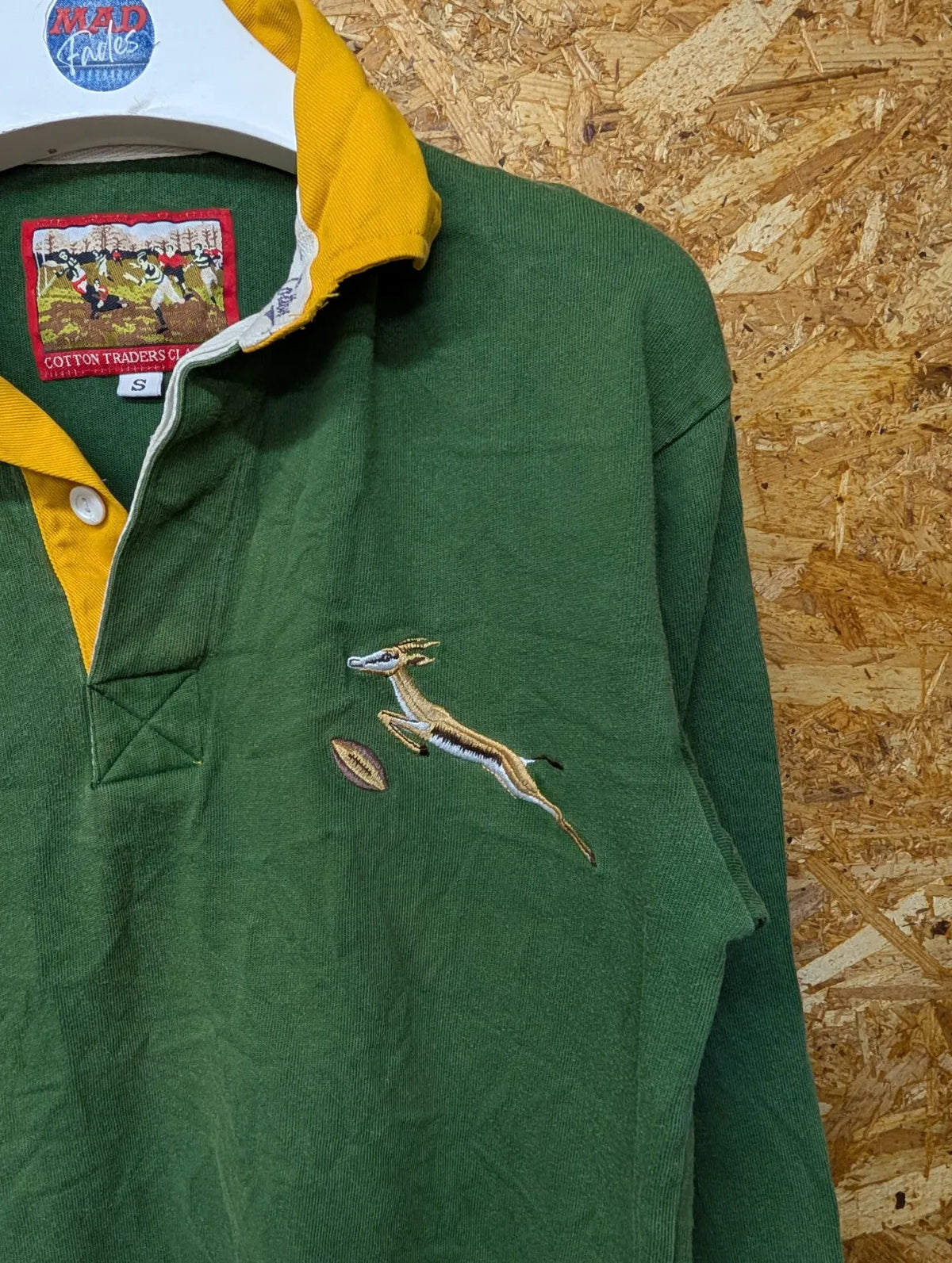 Vintage South Africa Rugby Shirt Mens Small Green Springboks Cotton Trader