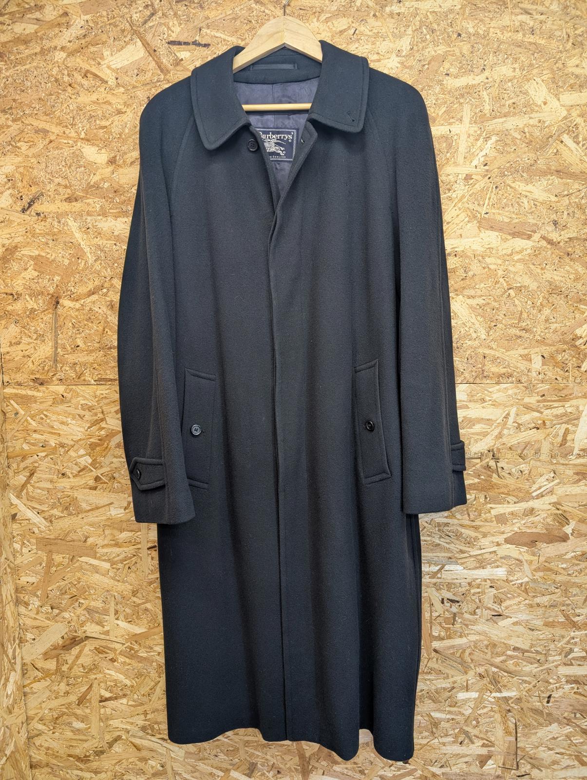 Burberrys London Over Coat XL J624455 Smart Wool Navy Blue CH96D 48 Long