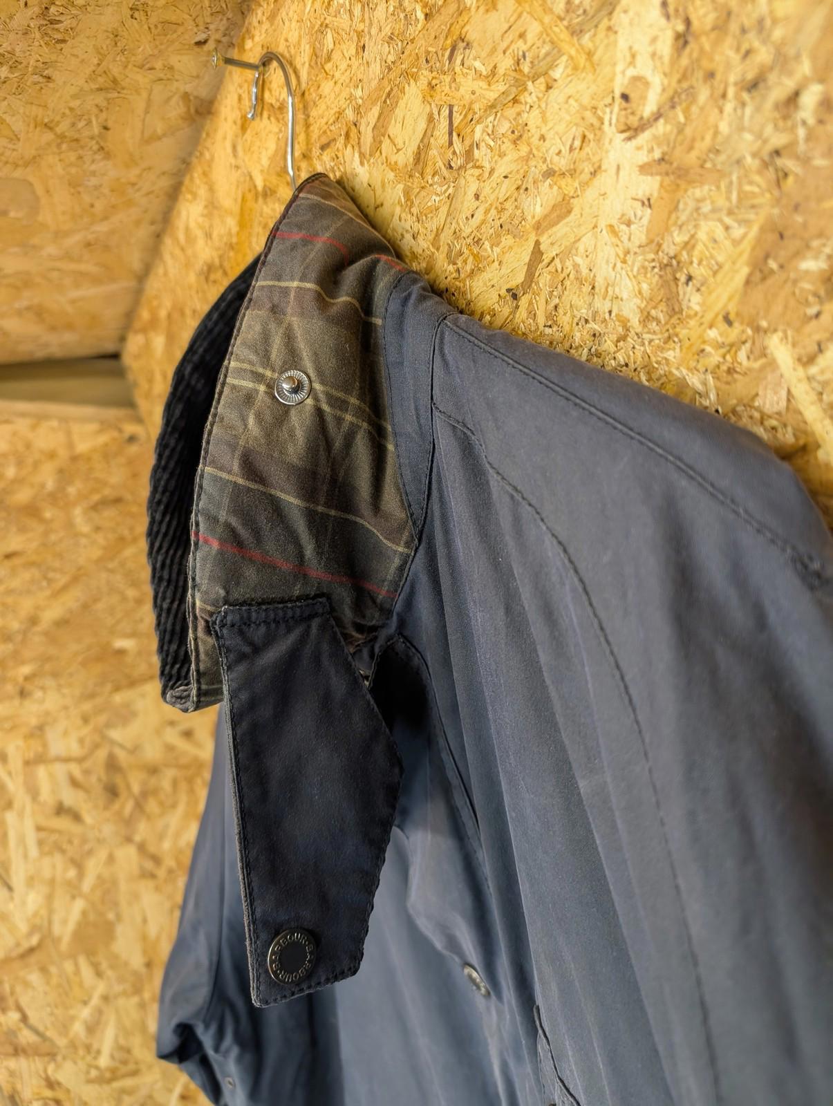 Barbour Rufford Wax Jacket XXL Men Tartan Lined Country Navy Blue Cord Collar