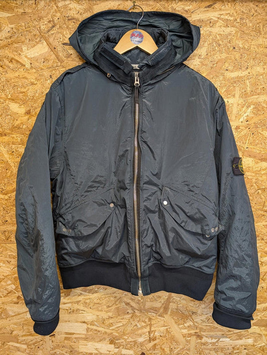 Stone Island Jacket Large Men Nylon Metal 2003 Quilted Hooded Navy Blue Osti