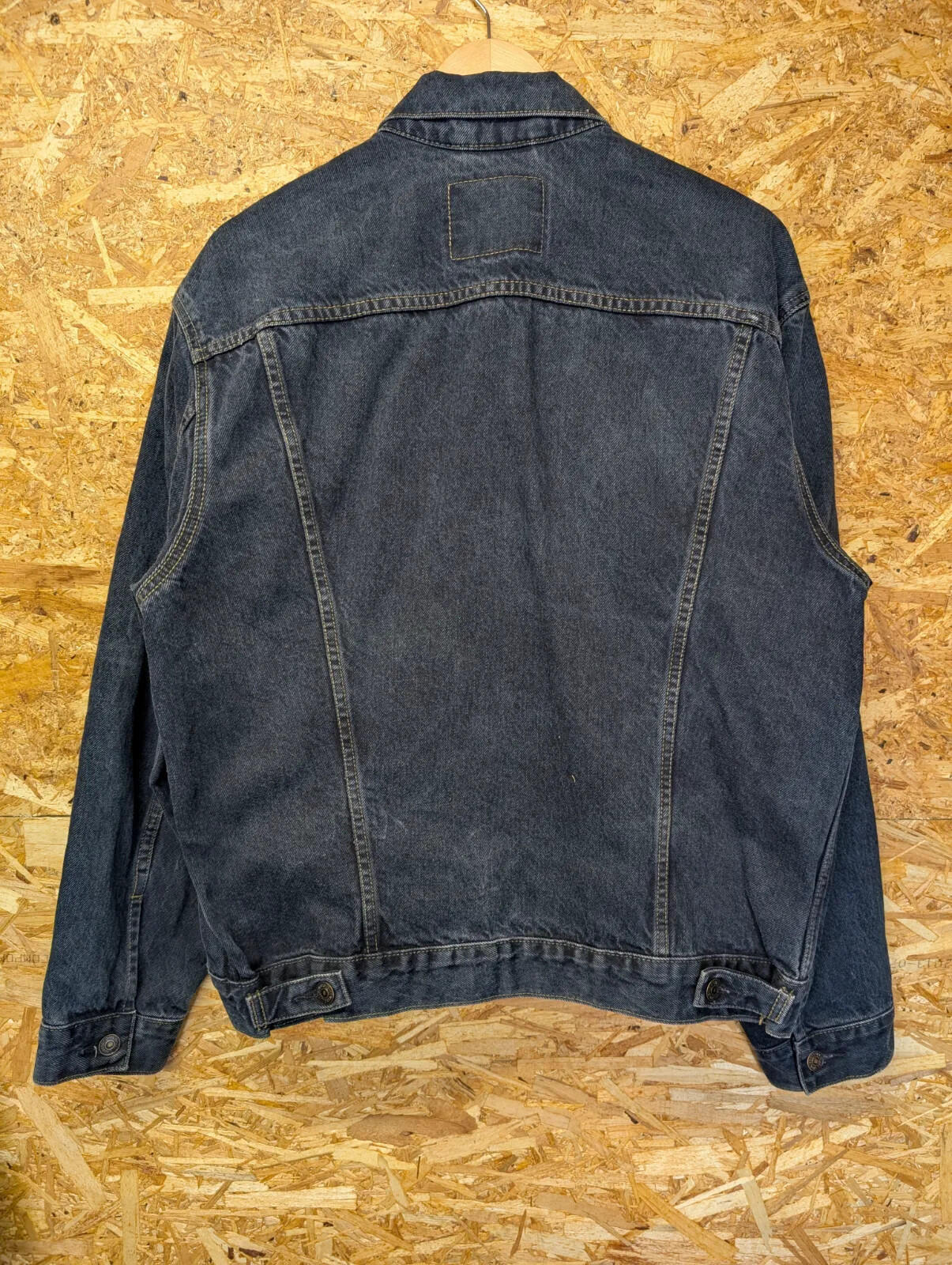 Vintage Levis Denim Trucker Jacket Mens Large Dark Navy Blue Relaxed Fit 90s