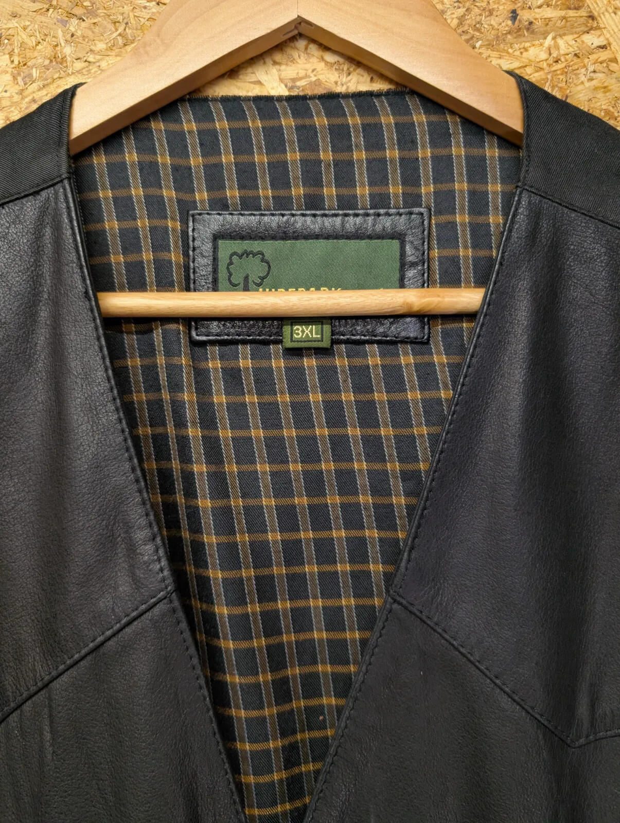 Hidepark Leather Vest Mens 3XL Black Button Up Waistcoat Lined Gilet Pockets