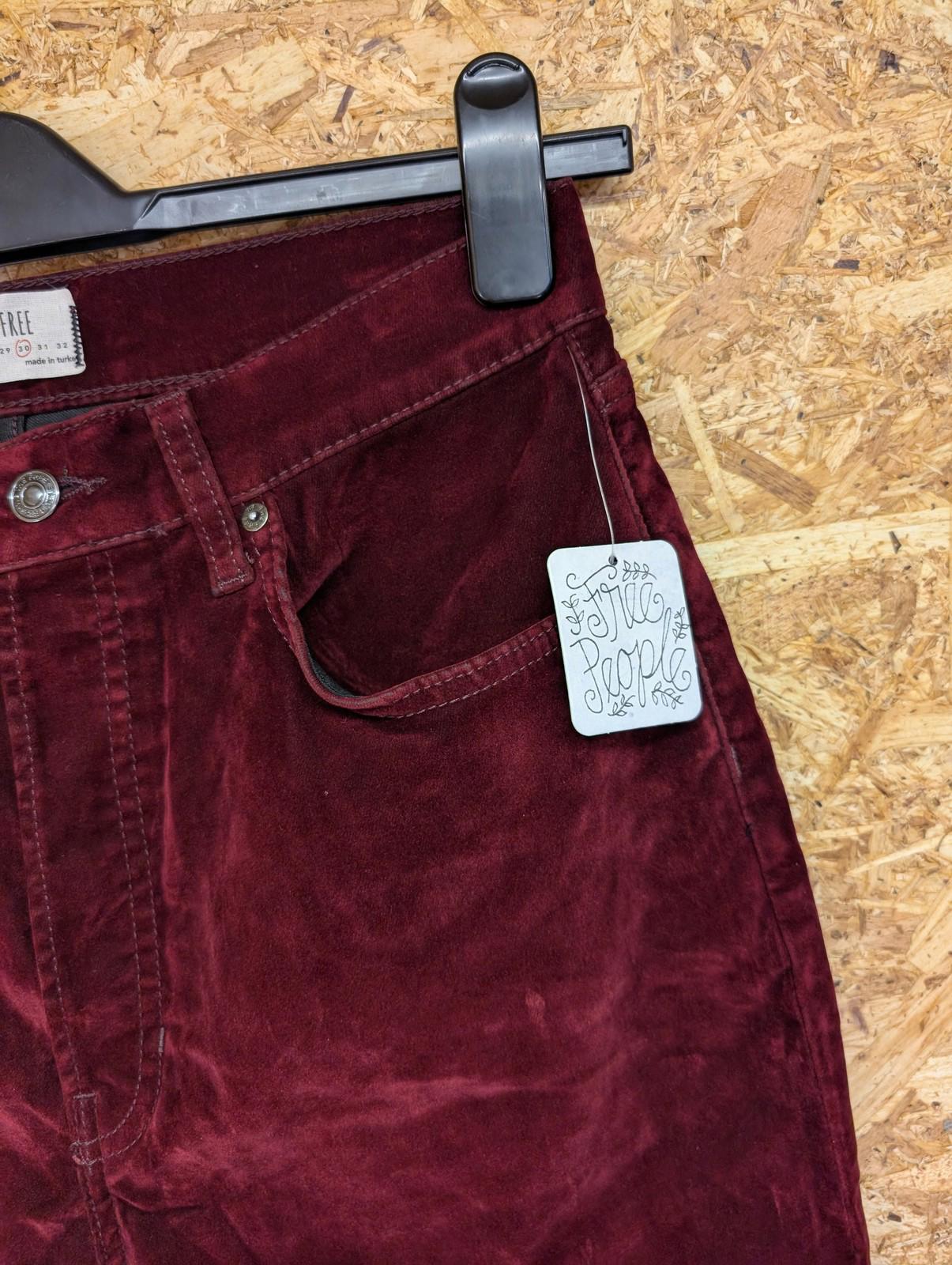 We The Free People Womens Trousers W30 L28 Size Corduroy Velvet Burgundy Red