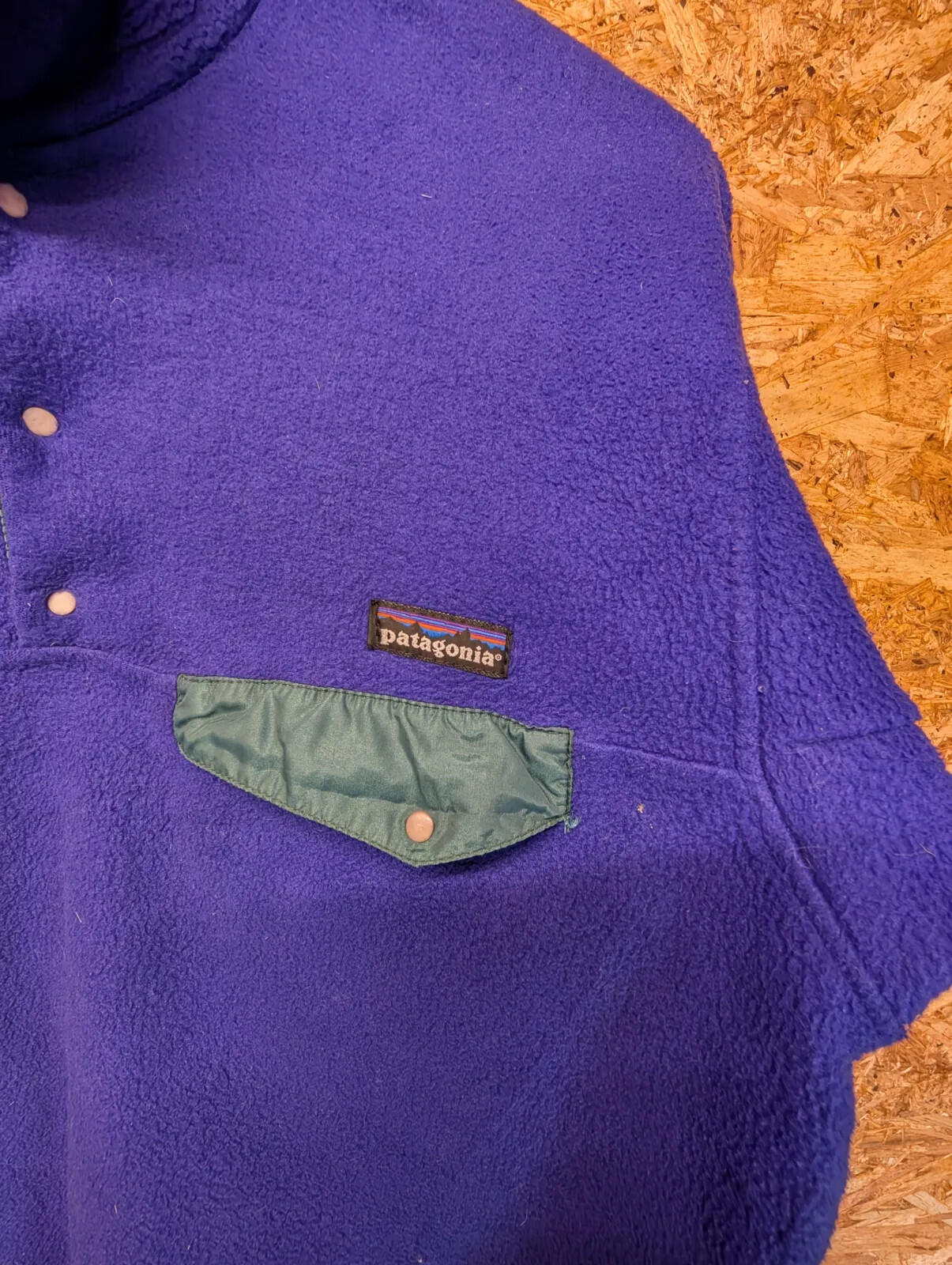 Vintage Patagonia Fleece Pullover Small Purple Blue 90s Snap-T Hiking Walking