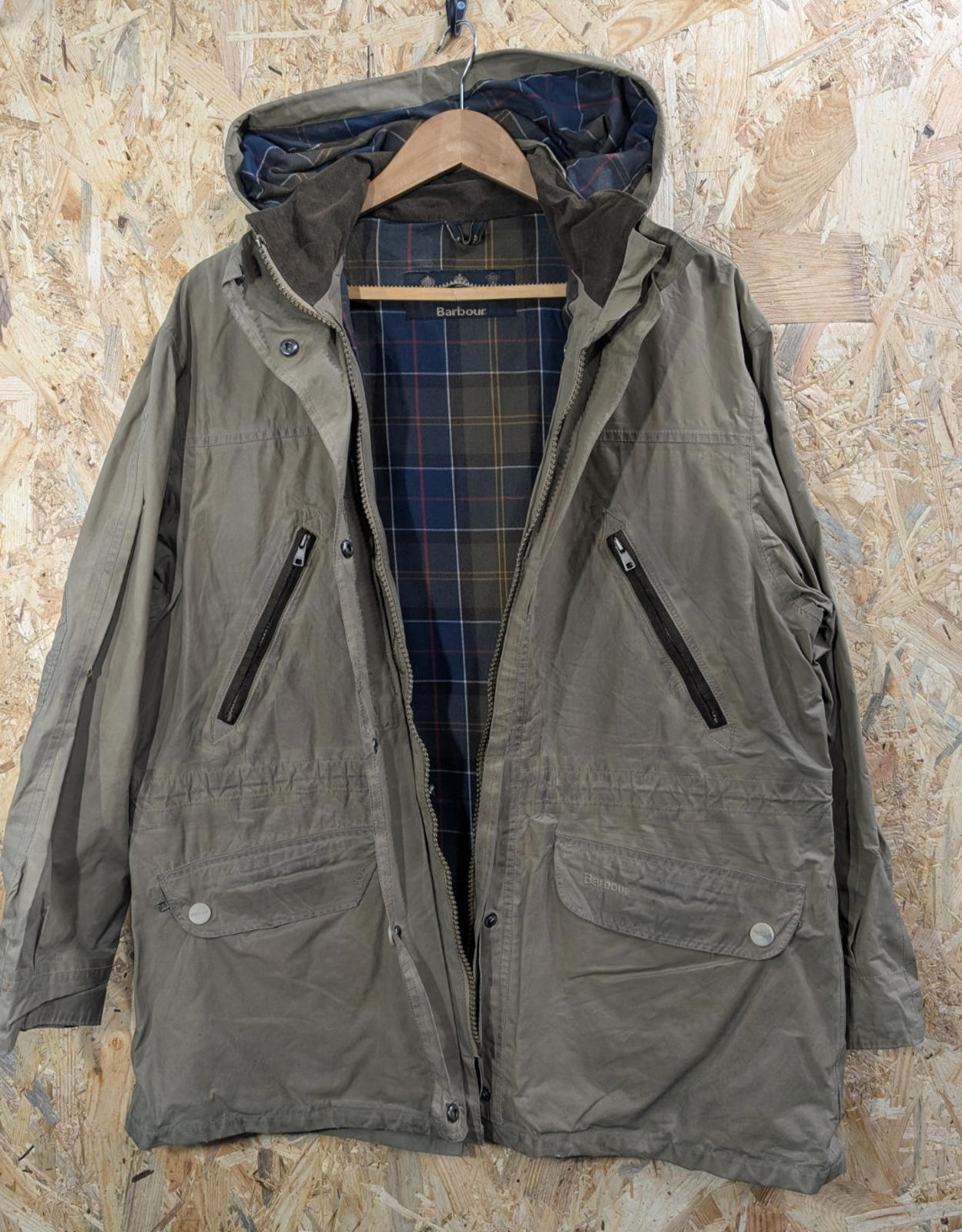 Barbour Beige Coldstream Jacket Size 16 Women Waterproof Tartan Lined Hooded