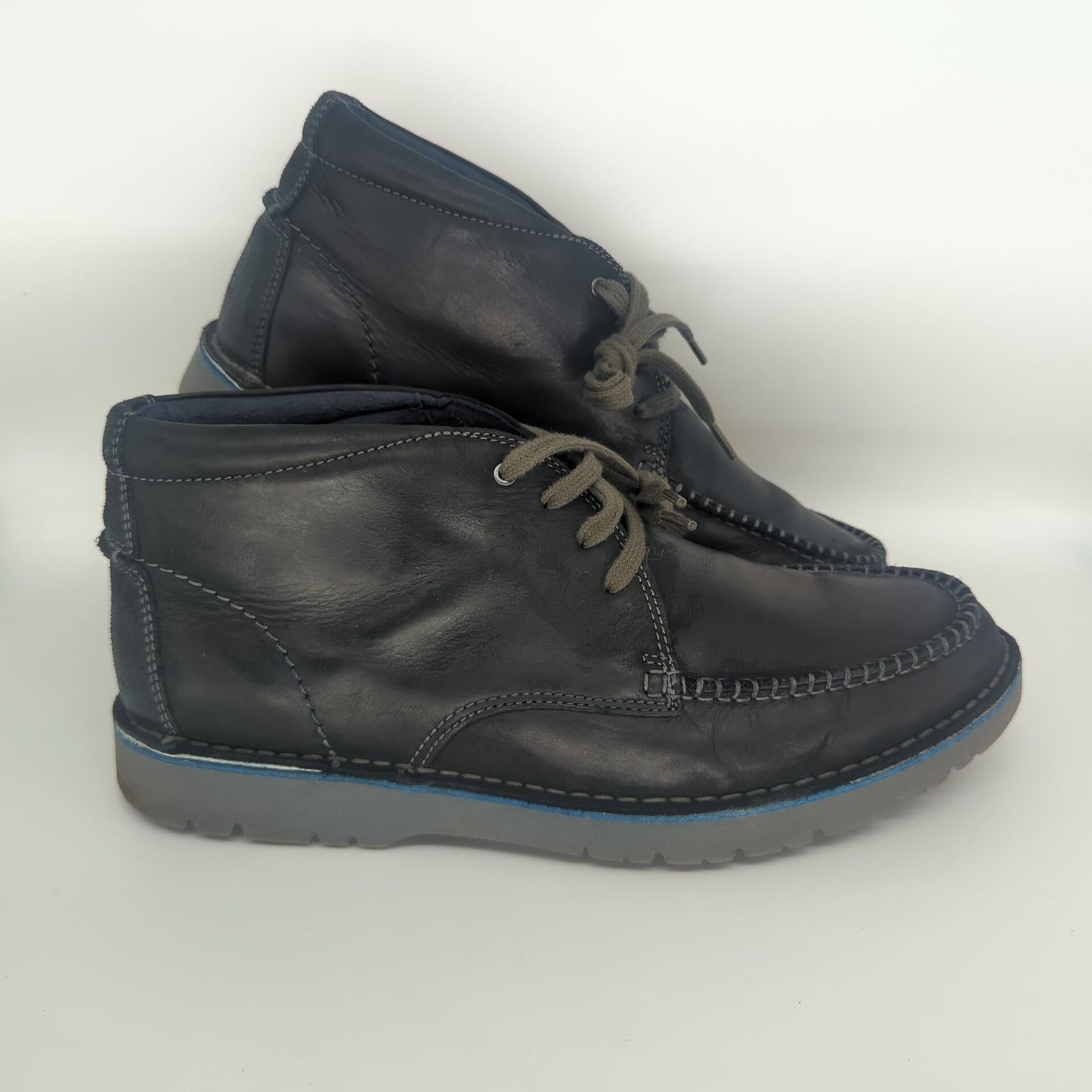 Clarks Mens Vargo Apron Lightweight Boots Black Blue Leather Lace UK 10 Eur  44