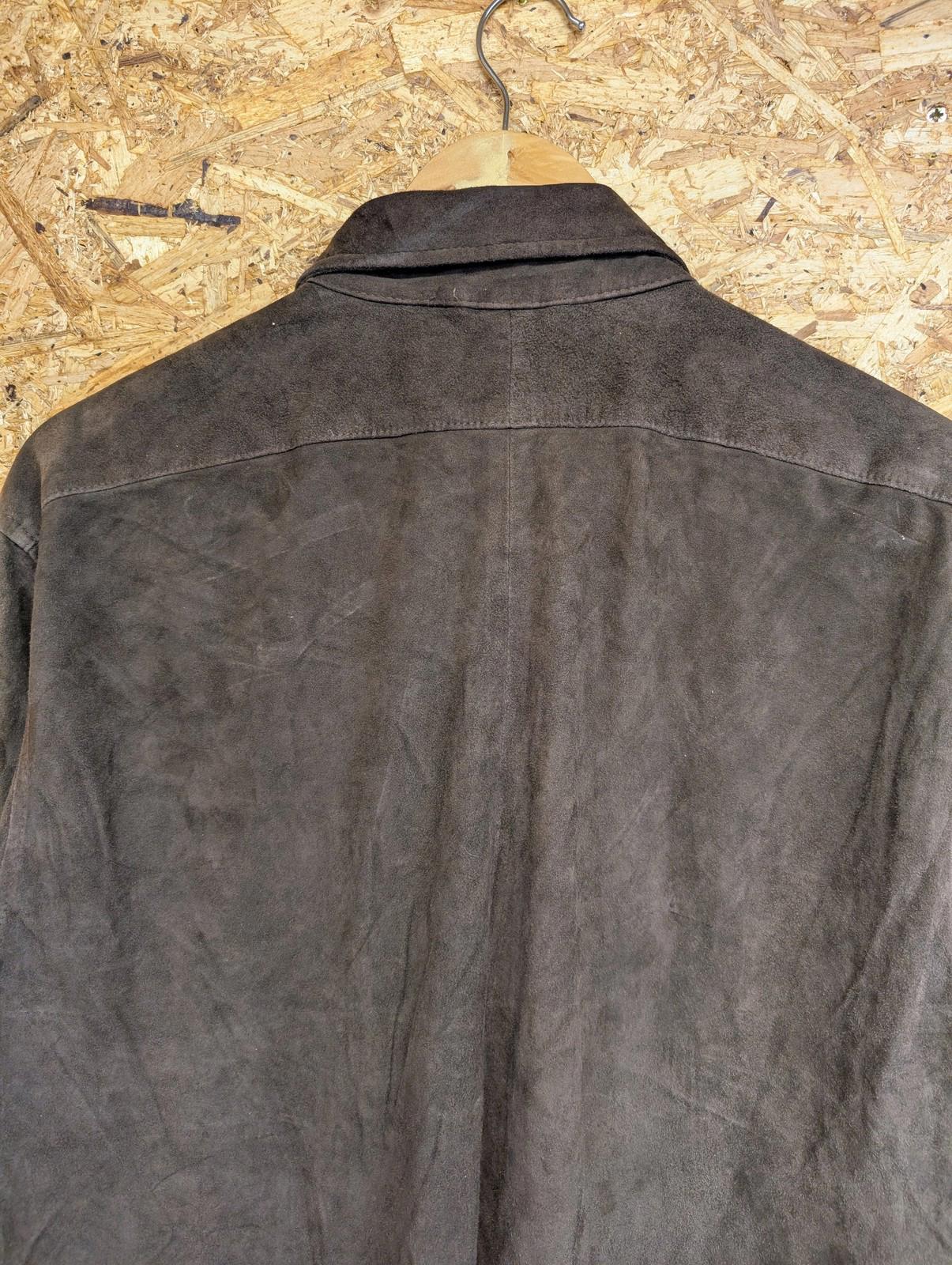 Polo Ralph Lauren Leather Shirt Large Men Button-Up Brown Suede Vintage 90s