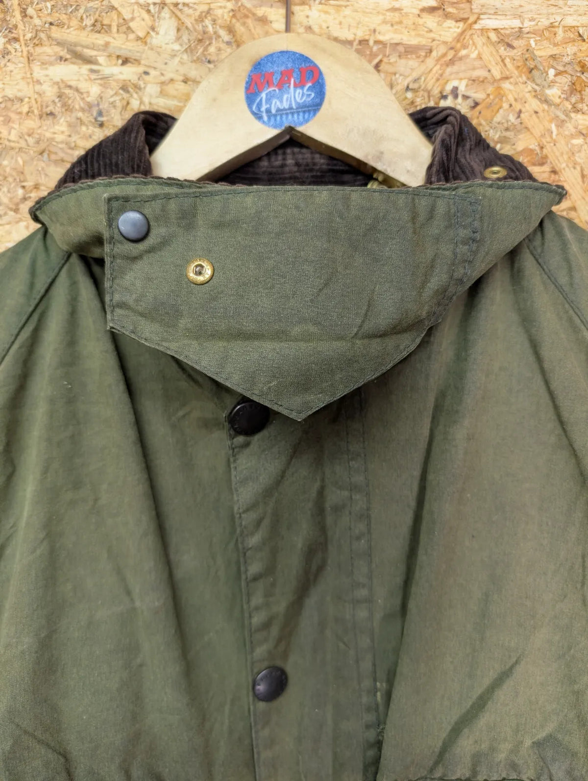 Barbour Bedale Jacket Medium 102cm 40in Olive Green Waxed Cotton Cord Collar Full