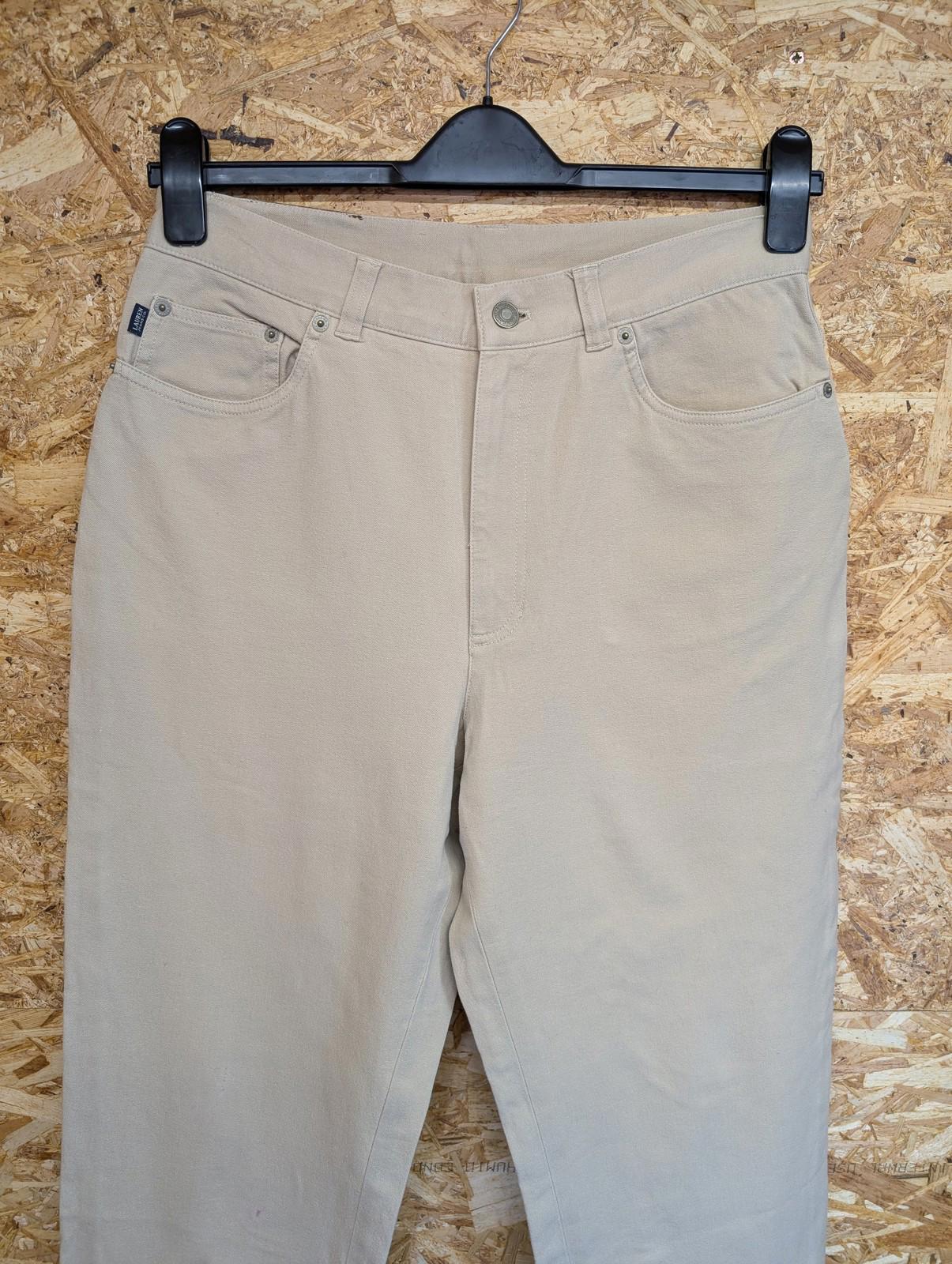 Lauren Jeans Co Trousers Women UK 12 Beige Stone Cotton Blend High Waist Chino