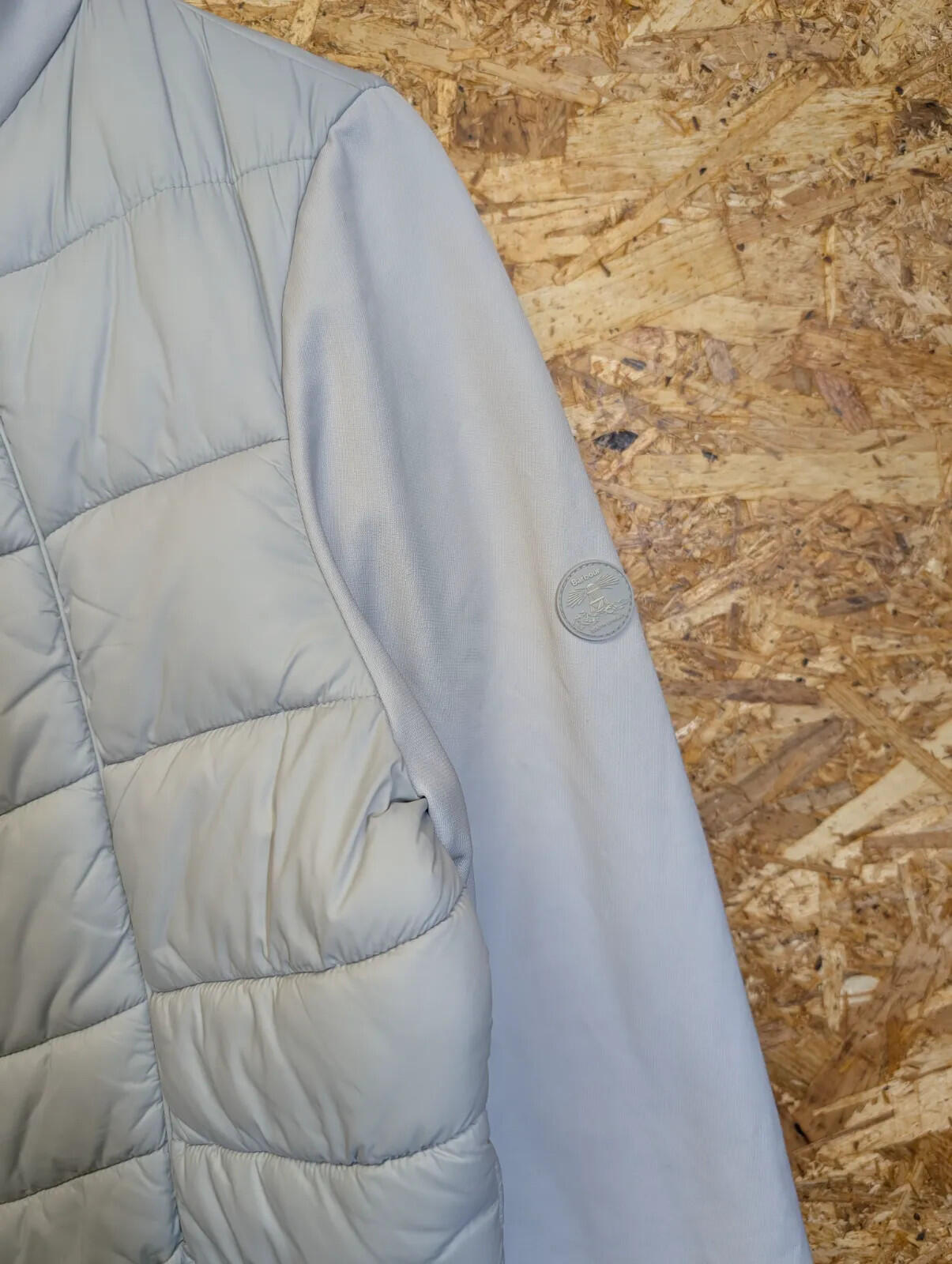 Barbour Hayle Quilt Jacket Womens UK 14 Light Cream Grey Puffer Fibre Down