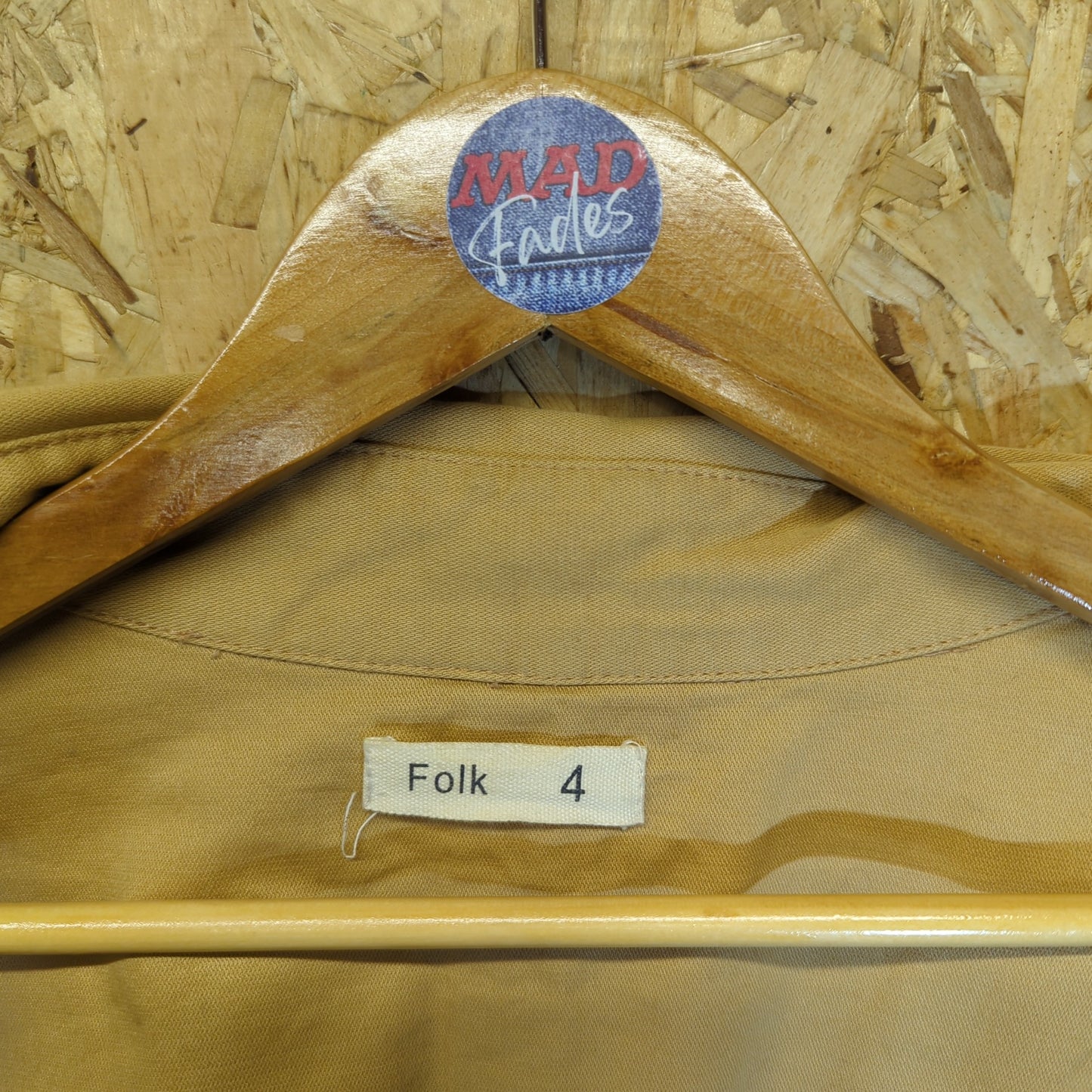 Folk Double Breasted Workwear Jacket Thick Cotton Peacoat Beige Tan Mens XL 4