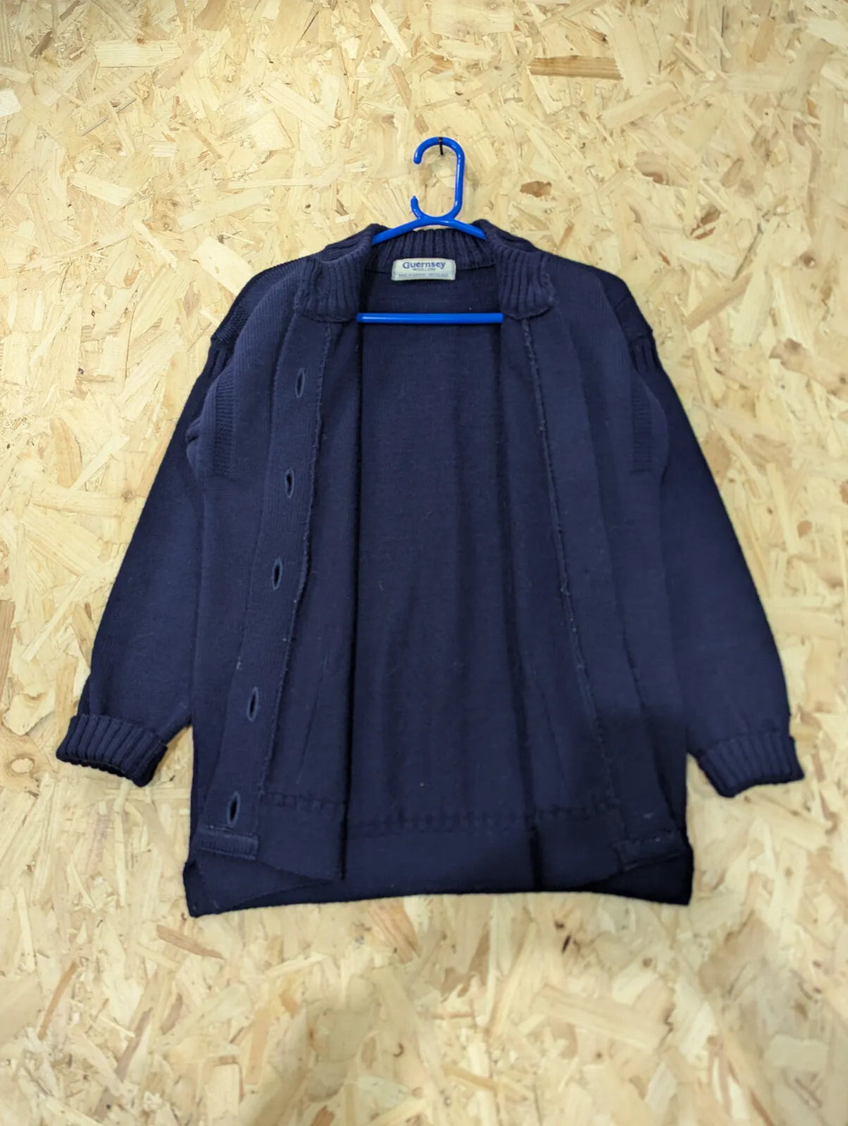 Guernsey Woollens Cardigan Womens Medium Navy Wool Chunky Knit Button Up Vintage