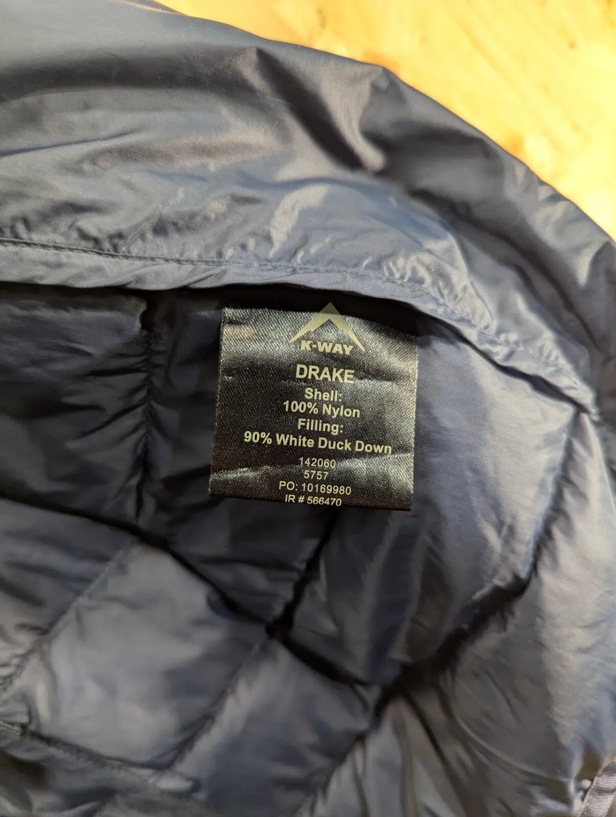 K Way Drake Puffer Jacket Mens Large Navy Duck Down Filled 650 Power Lightweight