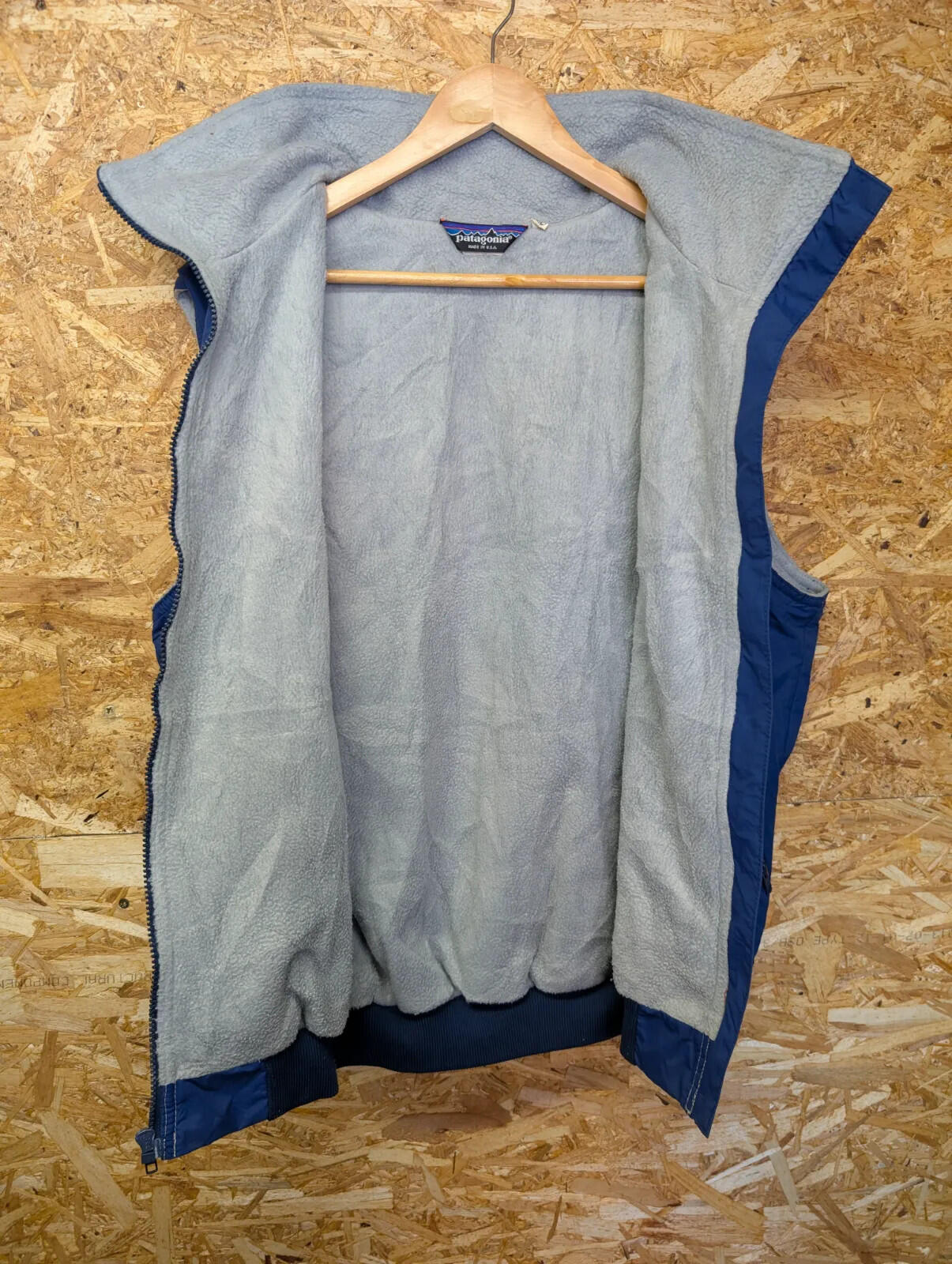 Vintage Patagonia Fleece Vest Mens XL Blue Lined Zip Gilet Body Warmer USA 80s