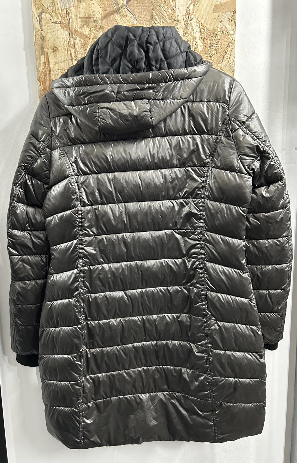 French Connection Womens Medium Puffer Warm Padded Longline Jacket Metallic