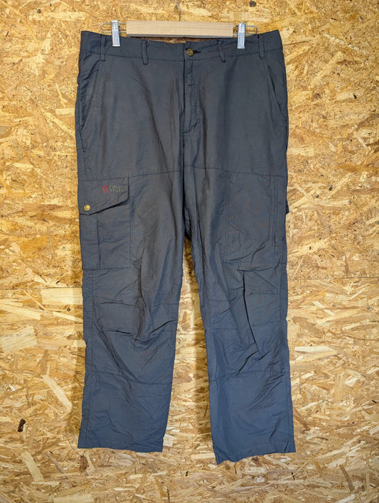 Fjallraven Cargo Trousers Mens W34 L34 Dark Grey Cotton Straight Hiking Walking