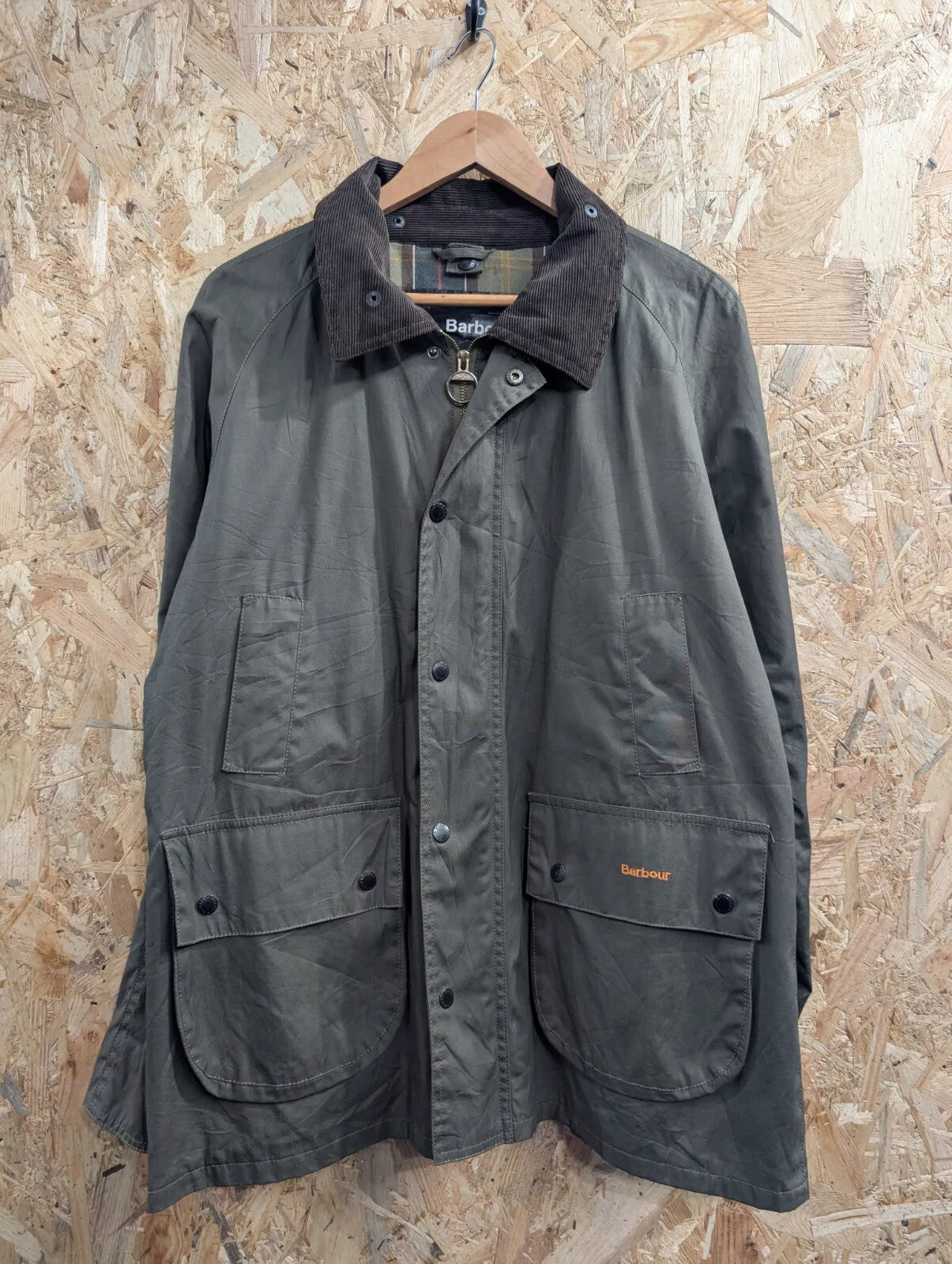 Vintage Barbour Classic Bedale Jacket Mens Medium Olive Green Waxed Cotton 90s