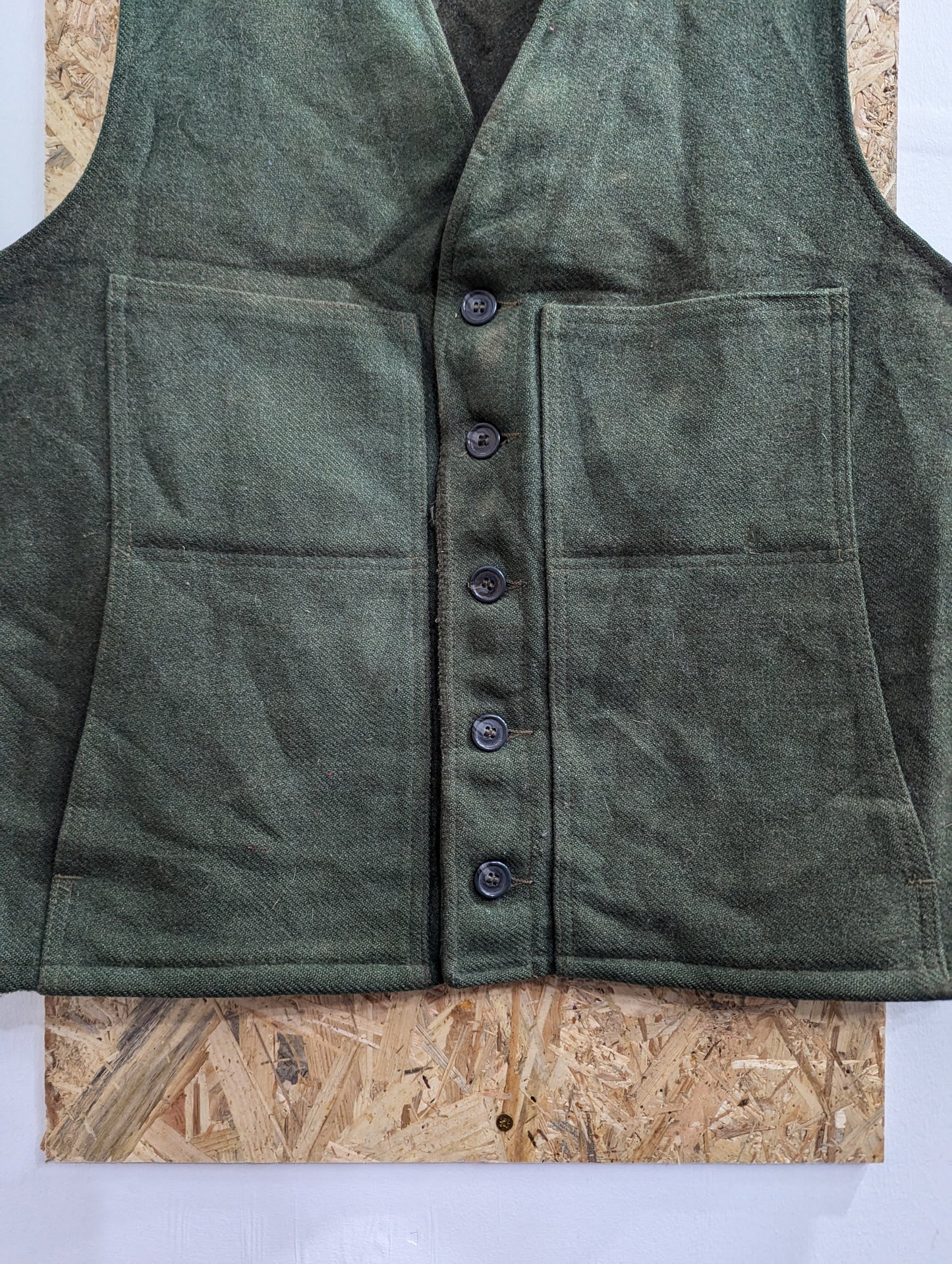 Filson Mackinaw Vest Green Wool Outdoor Vest Gilet Body Warmer Mens 44 XL