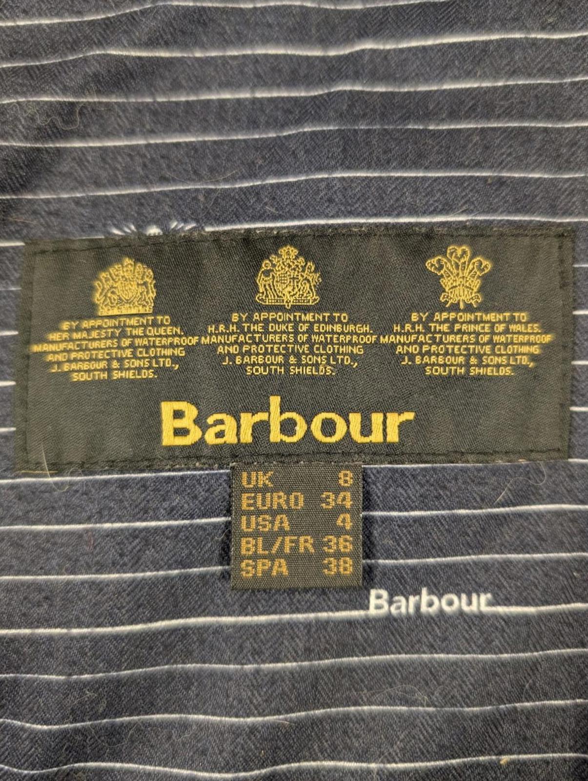 Barbour Sailboat Quilt Jacket UK 8 Women Navy Blue Padded Corduroy Collar Pocket