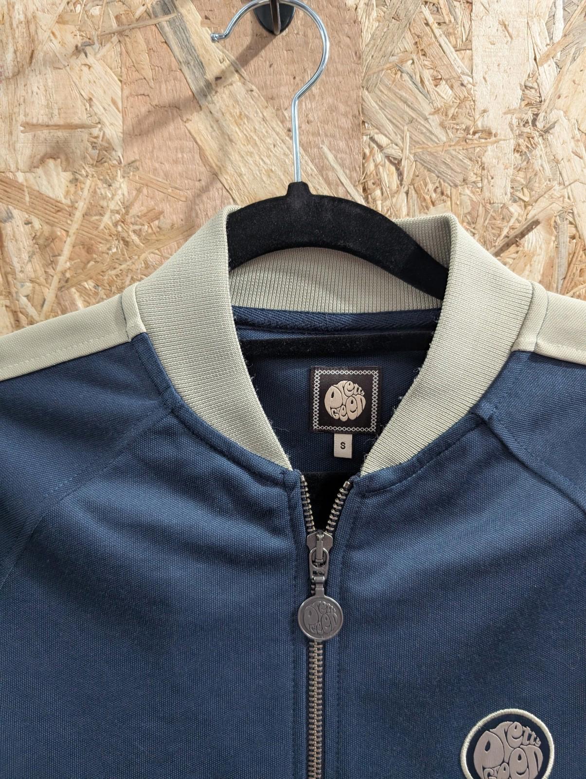 Pretty Green Men's Track Jacket Size Small Retro Zip Navy Beige Pockets