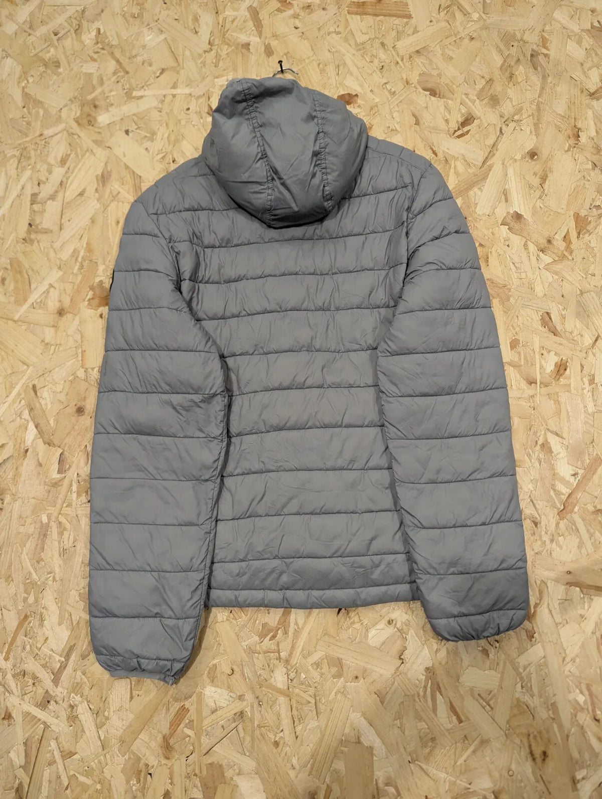 Napapijri Puffer Jacket Mens Medium Grey Quilted Hooded Padded Insulated Coat