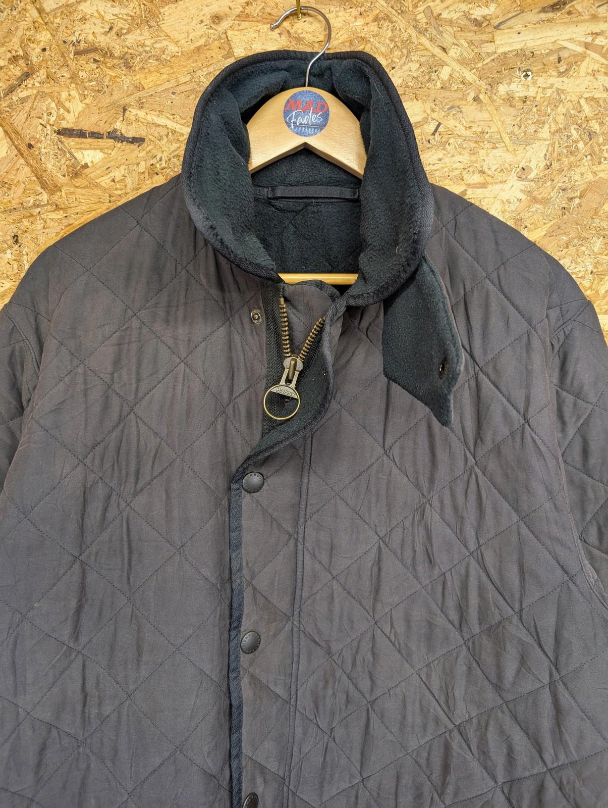 Barbour Microfiber Polarquilt Long Jacket Large Fleece Quilted Padded Navy Blue