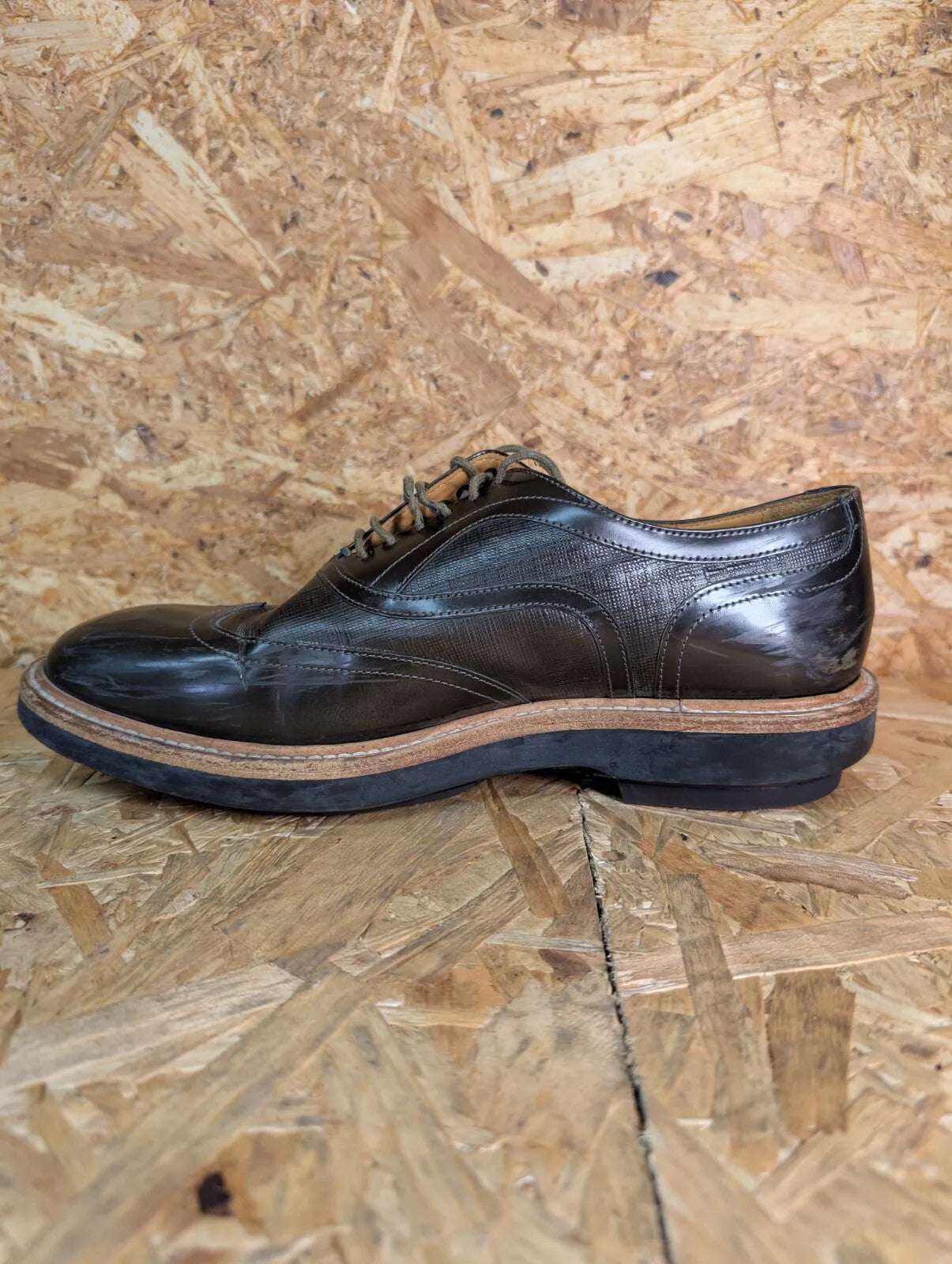 Paul Smith Derby Shoes Mens UK7 Brown Leather Brogue Chunky Sole Lace P106 Italy