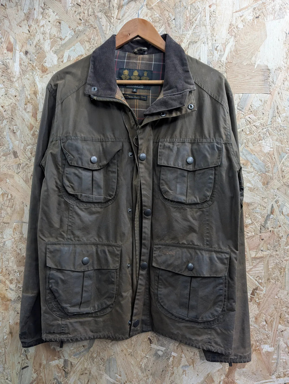 Barbour New Utility Wax Jacket Mens Small Olive Green A416 Cord Collar England