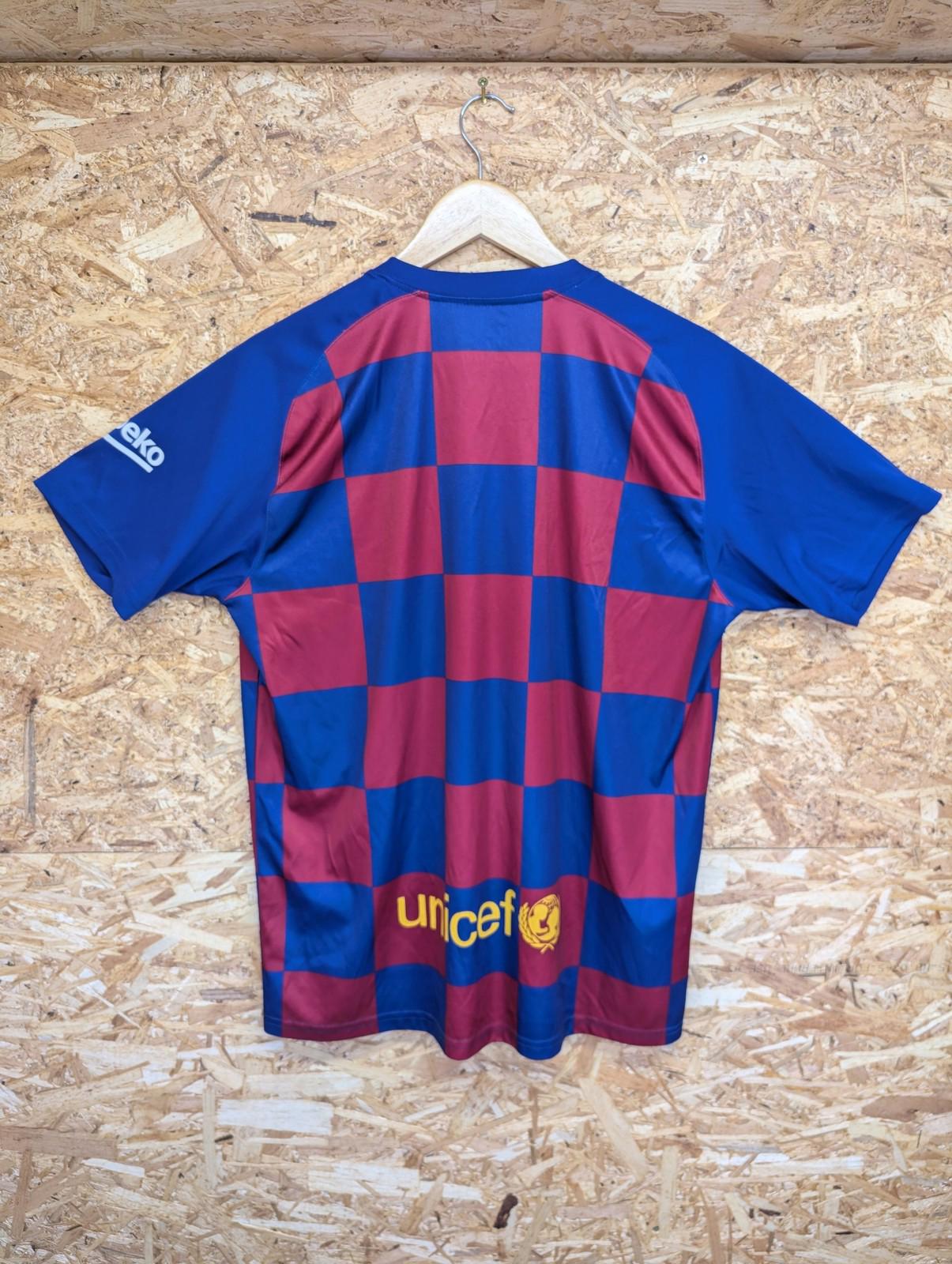 Barcelona FC Shirt Large Men 2018-19 Check Short Sleeve Blue Red FCB Messi