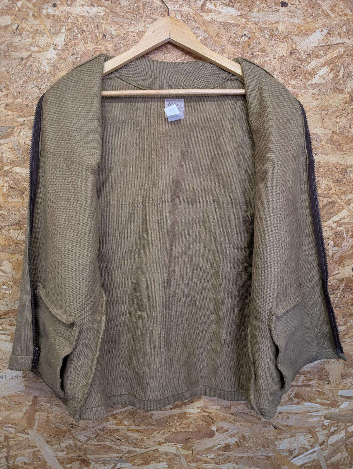 Filson 705 Knit Gilet Mens Large Brown Wool Cotton Full Zip Mock Neck Outdoor