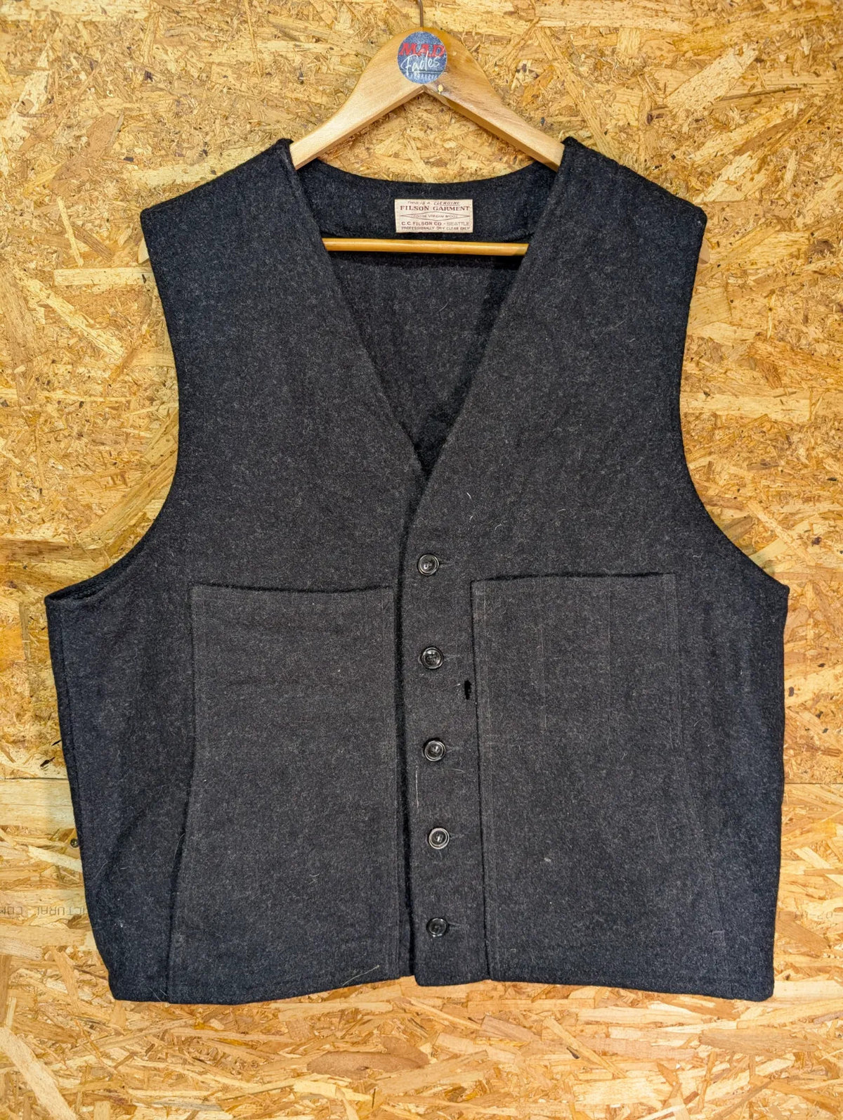 Filson Mackinaw Wool Vest Mens 2XL Charcoal Grey Body Warmer USA Made Heritage