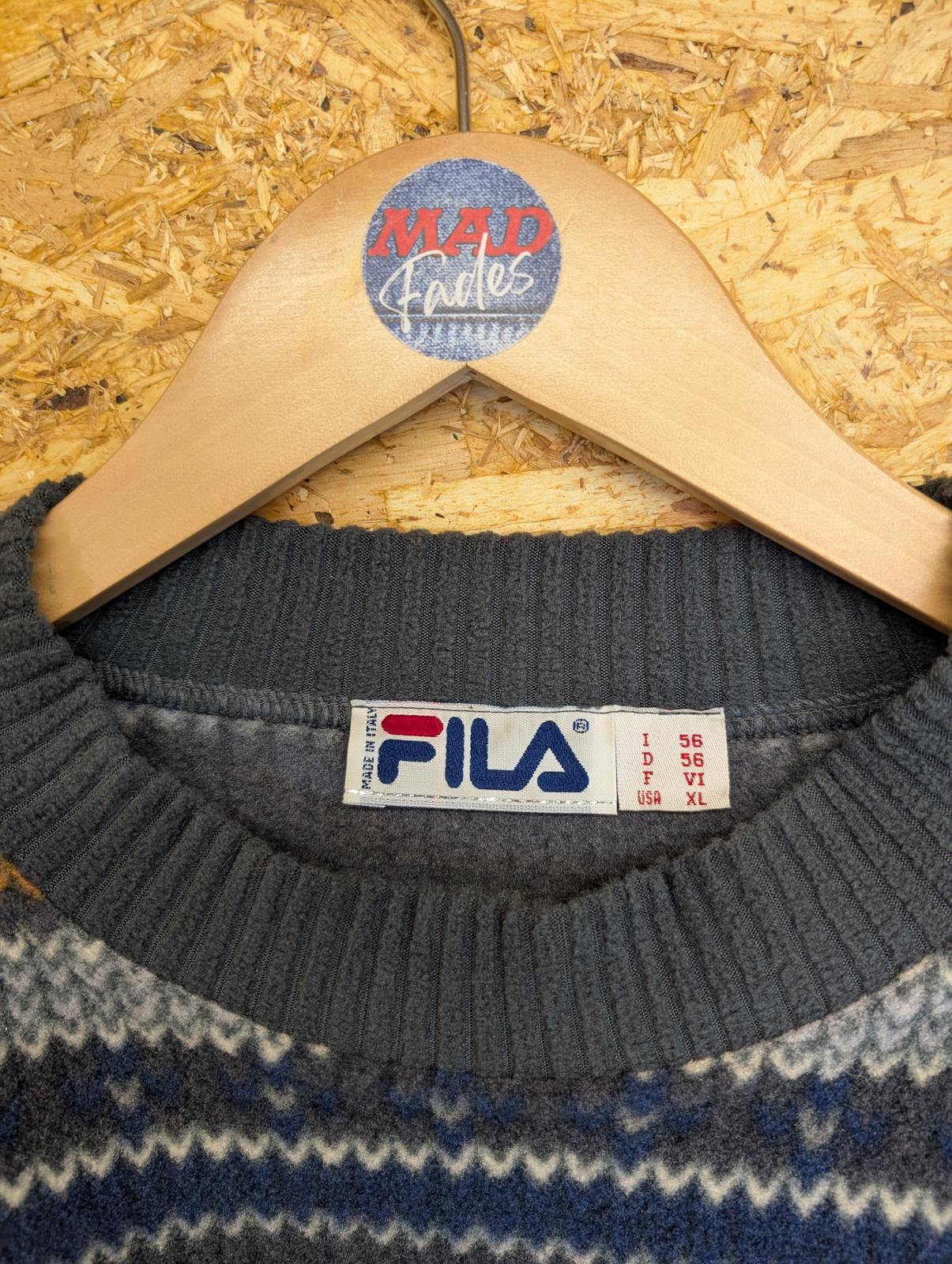 Fila Fleece Sweater Mens Size XL 90s Vintage Aztec Crew Neck Top Made In Italy