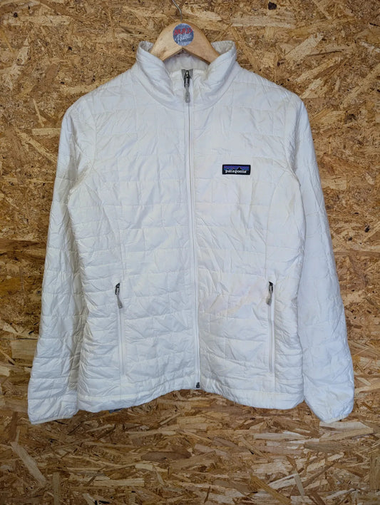 Patagonia Nano Puff Jacket Women Small White Padded Quilted Hiking Walking Trail