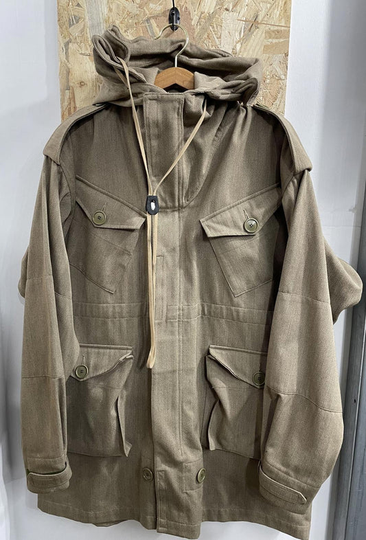 Nigel Cabourn Parka Mens Size 2XL Anorak Waterproof Oatmeal Beige Full Zip Military