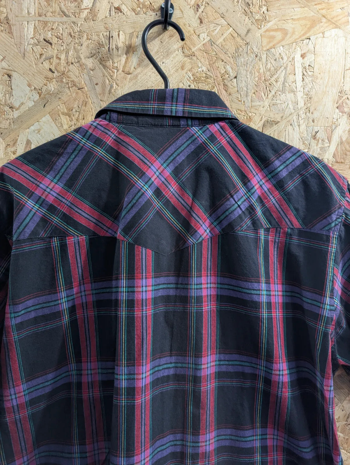 Pendleton Short Sleeve Shirt Men Large Black Check Plaid High Grade Western Gear