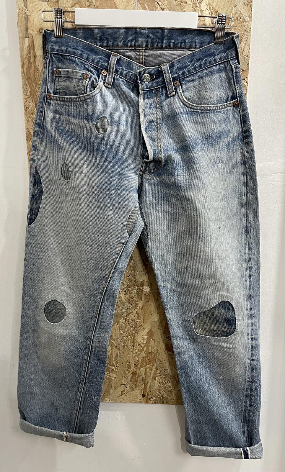Levis Patch Jeans Size W31 L32 Redline Selvedge Made in USA Indigo Blue Denim