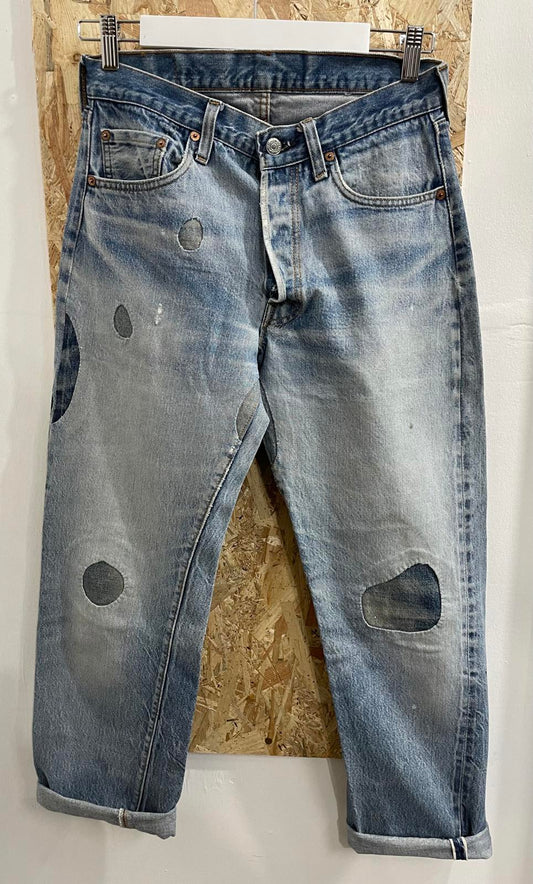 Levis Patch Jeans Size W31 L32 Redline Selvedge Made in USA Indigo Blue Denim