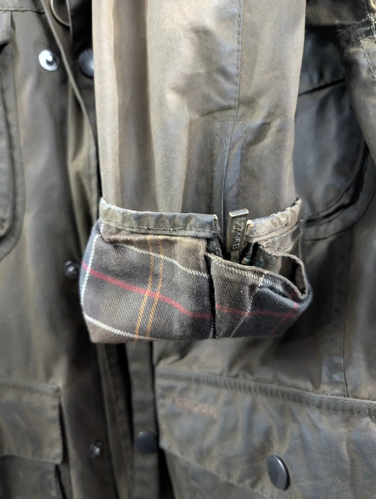 Barbour New Utility Wax Jacket Mens Small Olive Green A416 Cord Collar England