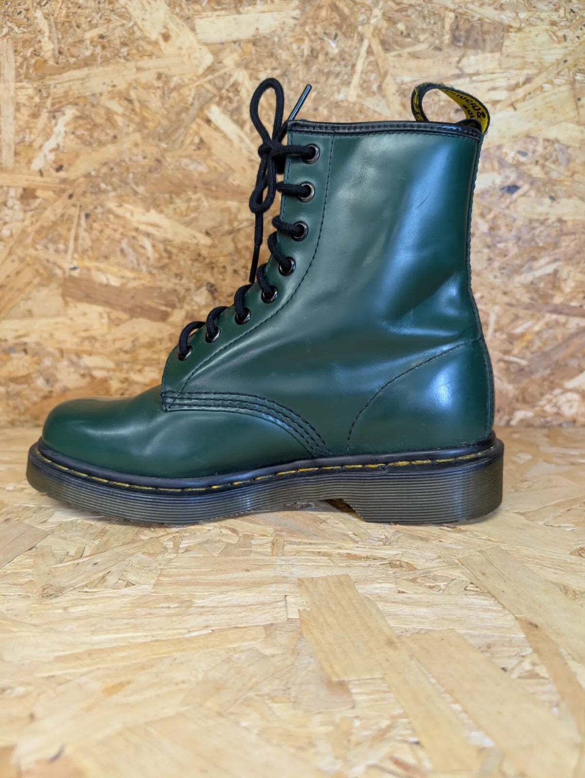 Dr Martens 1460 Green Leather Boots Womens UK 5 EU 38 Lace Up Smooth 10072