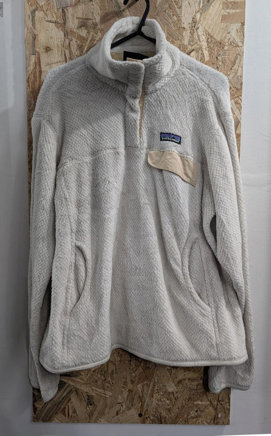 Patagonia Re-Tool Fleece Medium Women Pullover Jumper 1/4 Ivory White Snap Gorp
