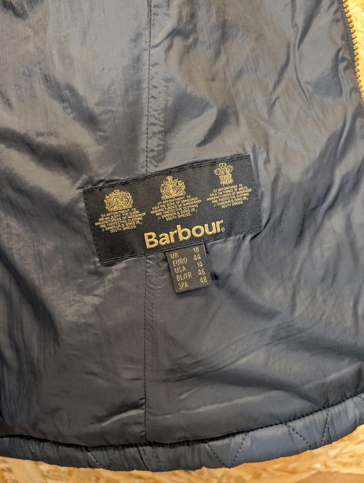 Barbour Grace Polarquilt Jacket UK 18 Women Quilted Hooded Navy Warm Fleece