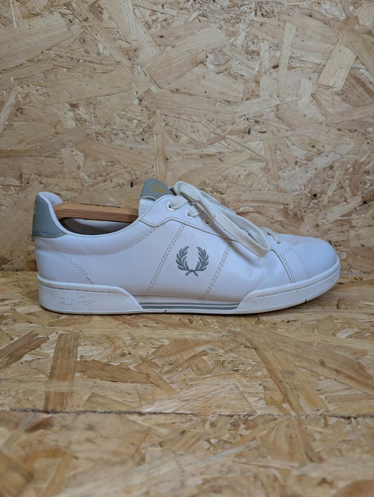 Fred Perry B722 Trainers UK 10 Mens Low Top White Leather Casual Shoes Lace Up