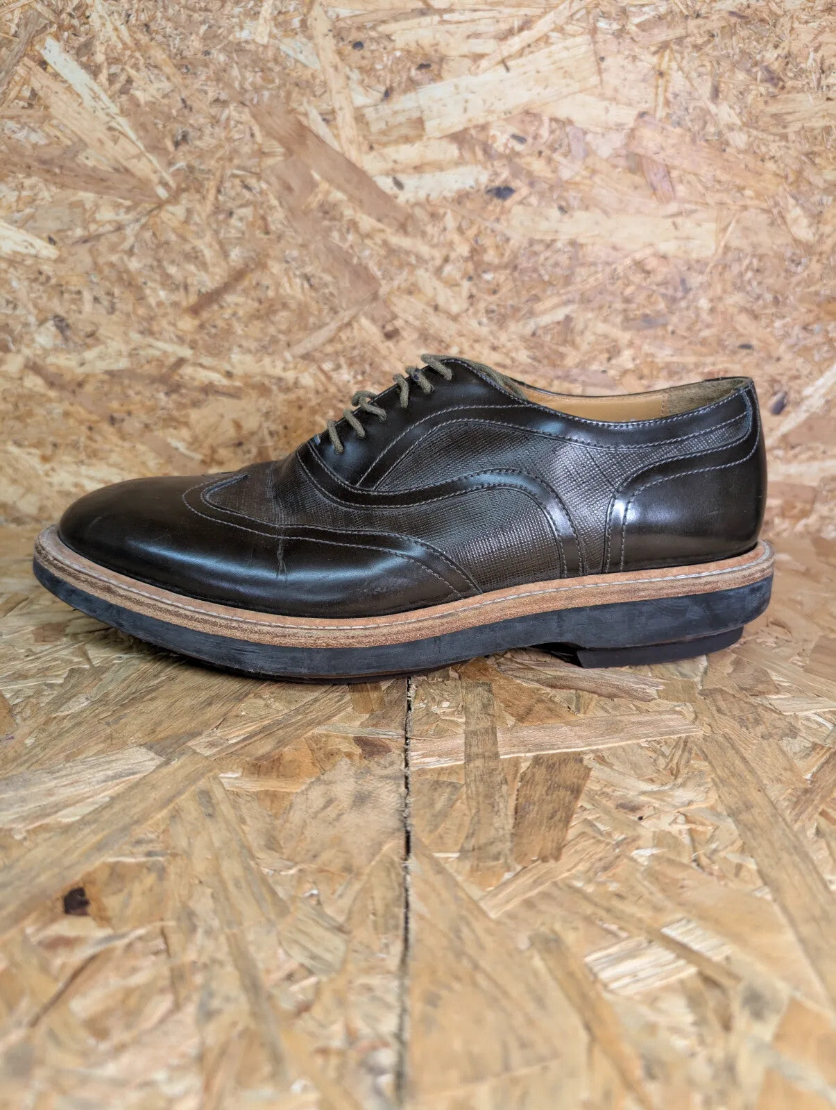 Paul Smith Derby Shoes Mens UK7 Brown Leather Brogue Chunky Sole Lace P106 Italy