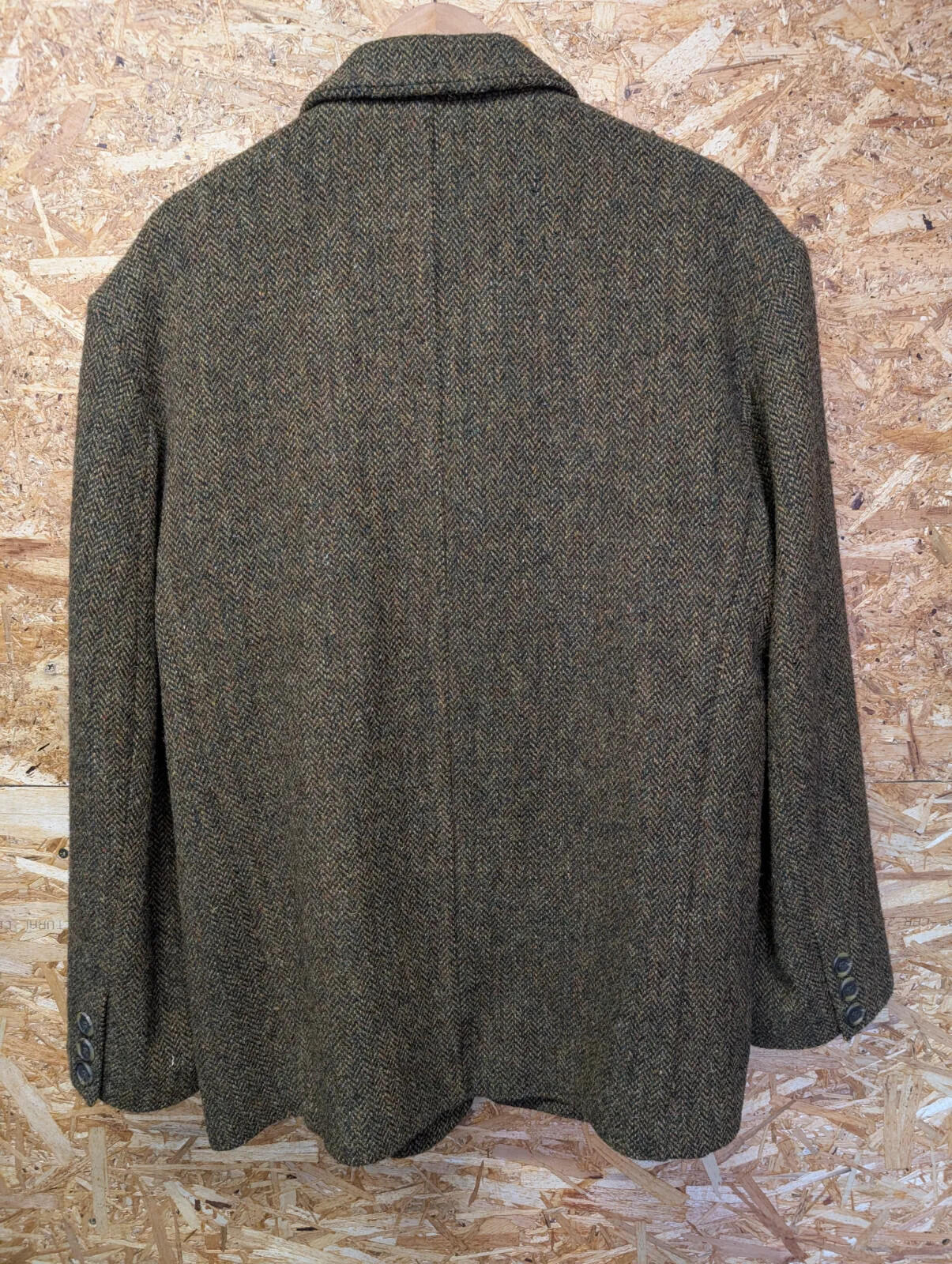 John Partridge Tweed Chore Jacket Mens Large Brown Green Island Wool Herringbone