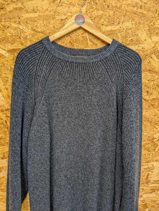 Barbour Country Tweed Jumper XL Crew Mens Vintage 90s Knit 100% Lambswool Blue