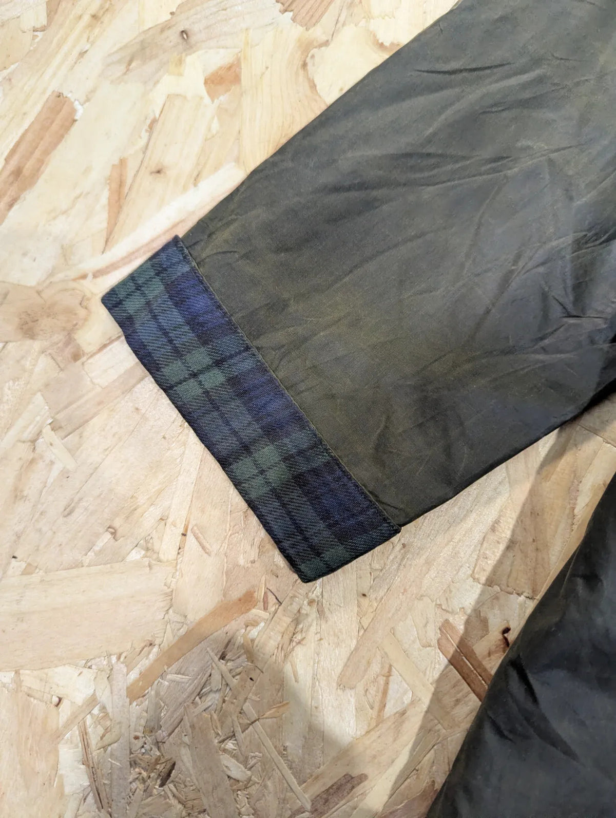 Vintage Barbour Durham Wax Jacket Mens C40 Medium A5 Black Navy Blue Tartan 90s